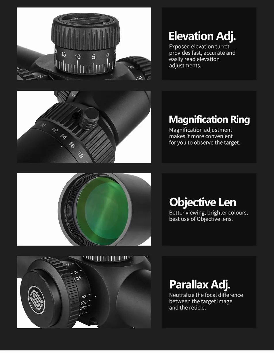 SPINA OPTICS 6-24X50 FFP Pierwszy Focus Plane Telescopic Sight Zakres karabiny MIL Dot Reticle Polowanie Strzelanie karabiny Optical Sight