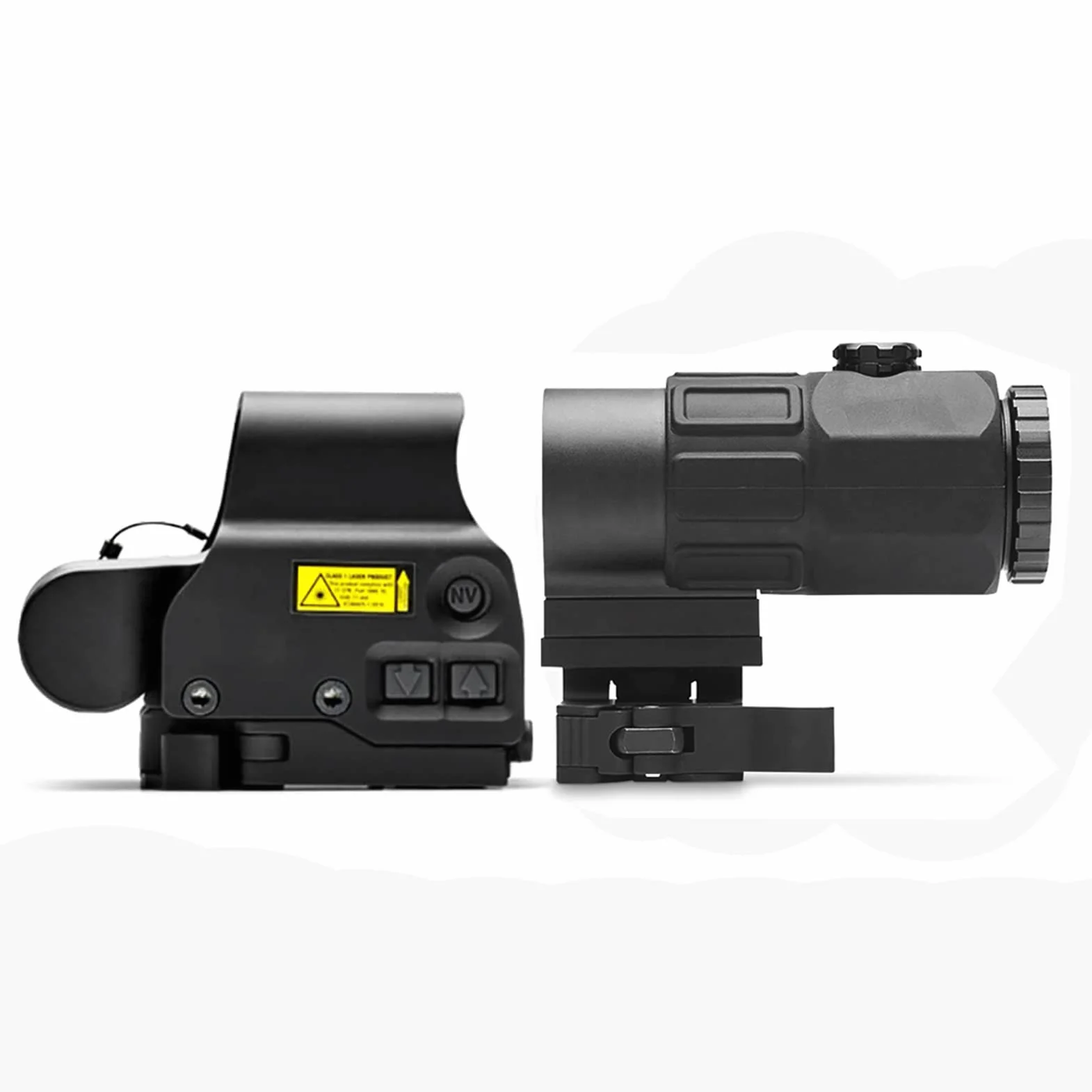 Celownik 558+G45, 558 Green & Red Dot Reflex Scope i G45 5X szkło powiększające, optyczny holograficzny celownik hybrydowy z lupą G45, mnożnik szybkiego zwalniania, do montażu na szynie 20 mm (czarny)