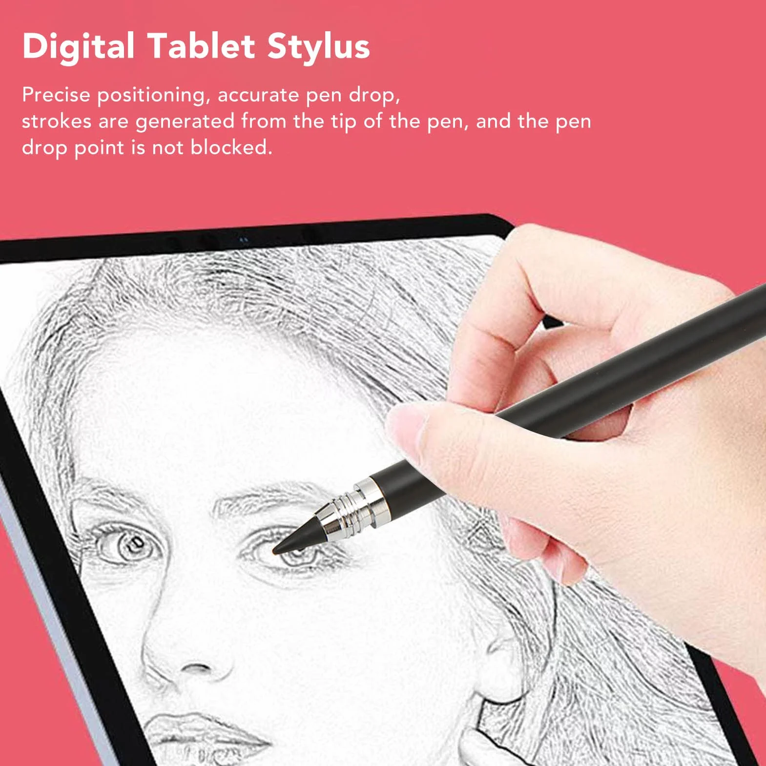 Rysiki, 3 w 1, Uniwersalny Rysik Fine Point do Telefonów Komórkowych Typu Tablet, Uniwersalny Rysik do Ekranu Dotykowego o Wysokiej Czułości z 2 Końcówkami z Włókna, do Pisania(Czarny)