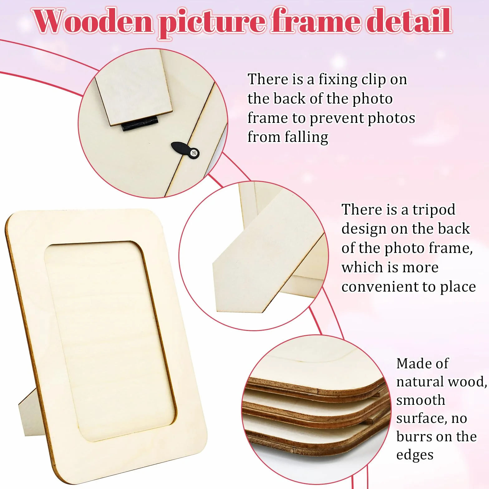 Lot de 8 cadres photo en bois à peindre avec 4 autocollants - Kit de bricolage pour enfants