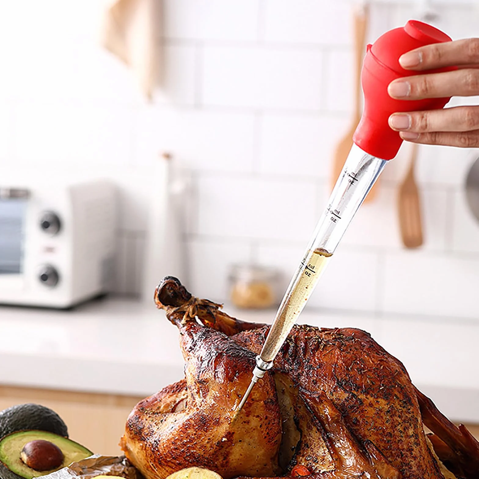 Seringue à rôtir Poire à Sauce Poulet Turquie Barbecue avec Brosse de Nettoyage