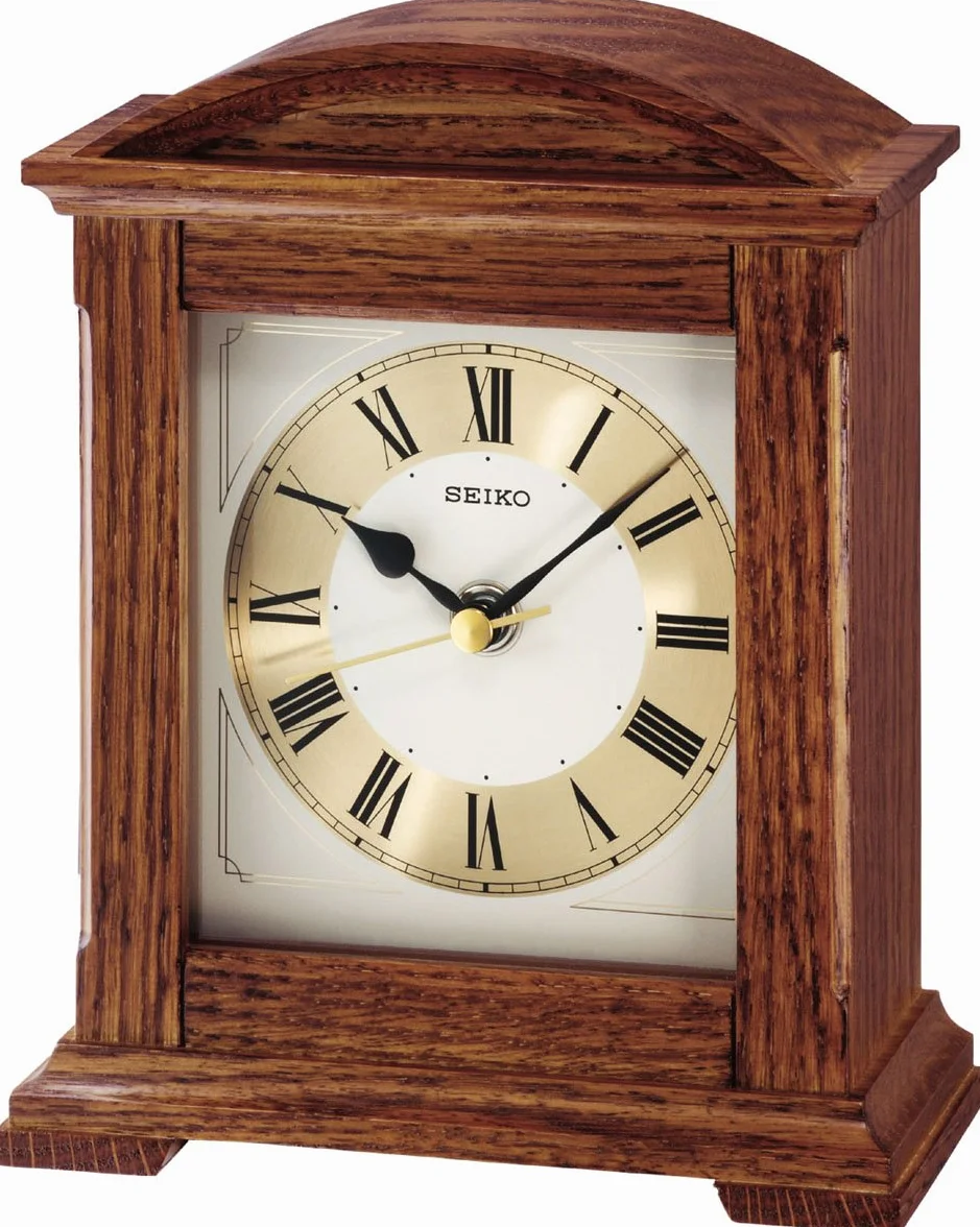 Seiko Horloge de Table en Bois chêne Trotteuse Silencieuse Marron Moderne