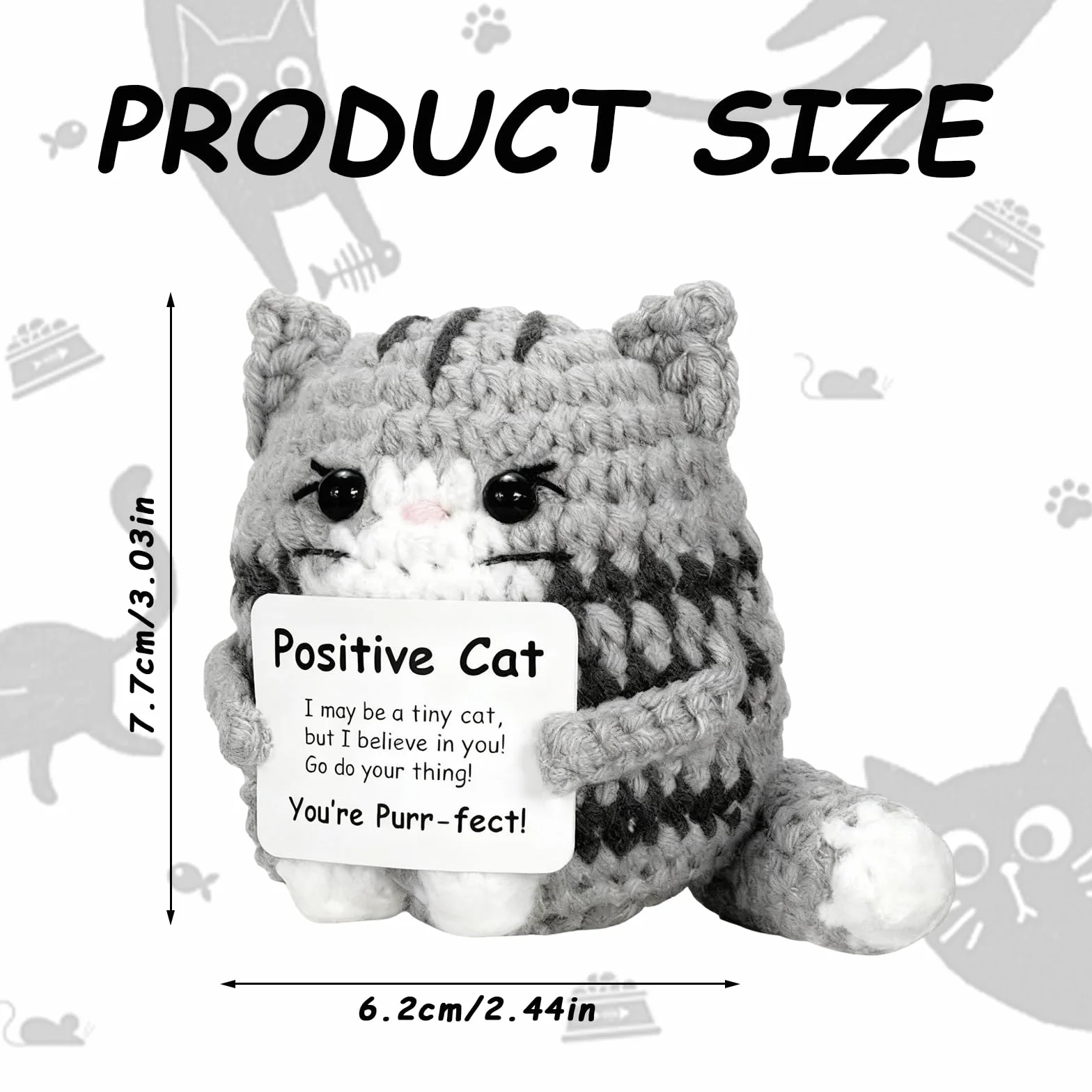Poupée tricotée à la main au crochet, porte-bonheur et soutien émotionnel, cadeau motivation gris