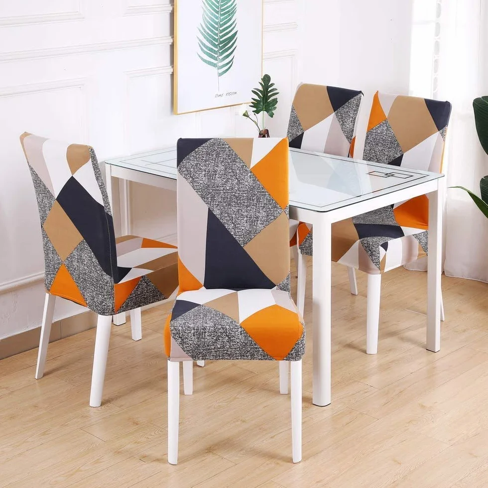 Lot de 6 Housses de Chaise Extensibles Amovibles et Lavables pour Cuisine et Salle à Manger