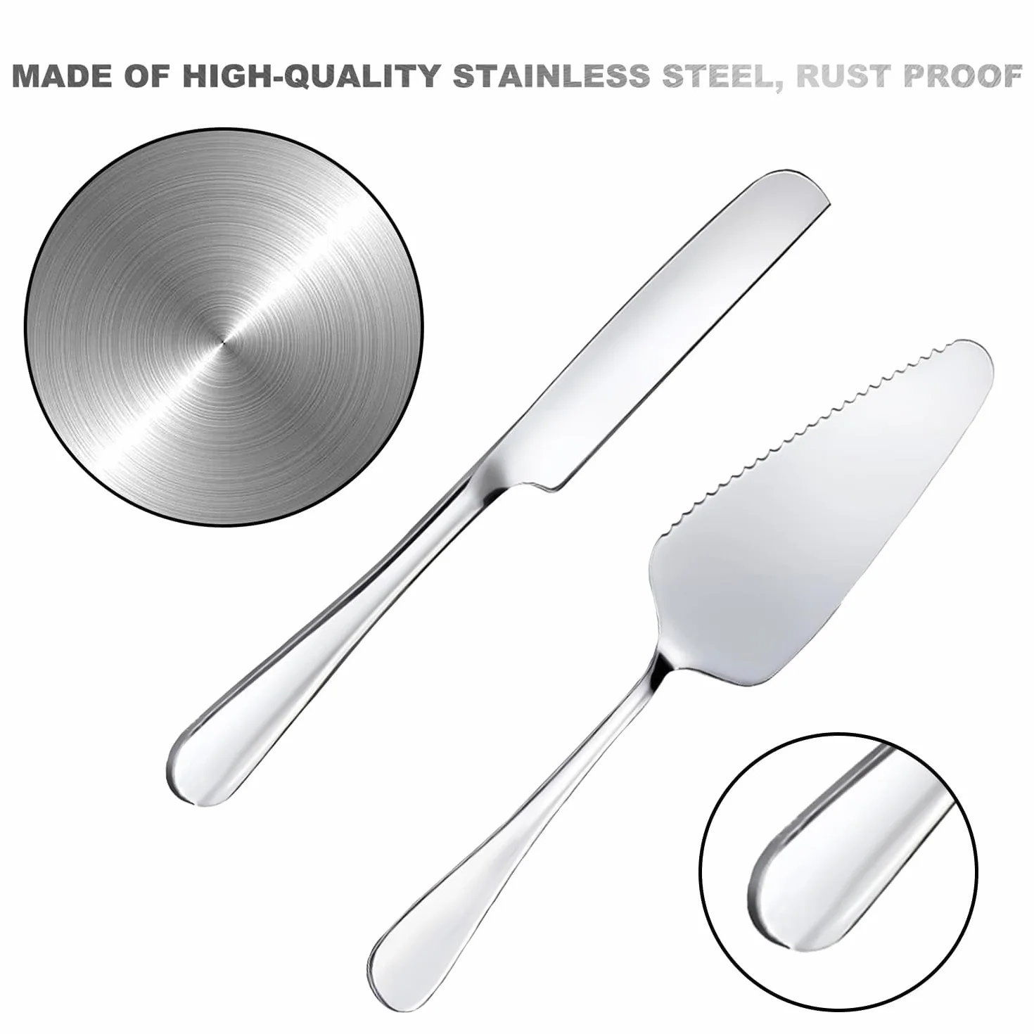 Ensemble de Serveur et Couteau à Gâteau de Mariage 23cm, Acier Inoxydable