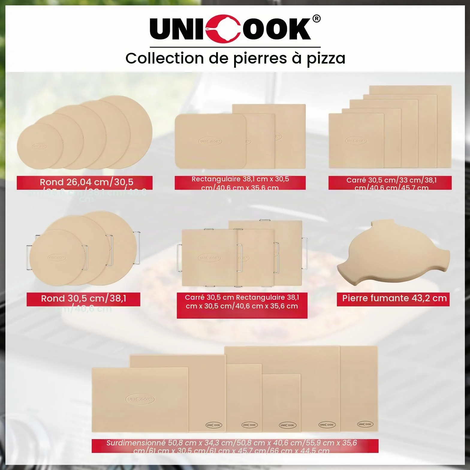 Unicook Pierre À Pizza Carrée 30,5 Cm, Pierre De Cuisson En Céramique Robuste Pour Four, Barbecue Et Gril, Idéale Pour Faire Des Pizzas À Croûte Croustillante, Du Pain, Des Biscuits Et Plus Encore