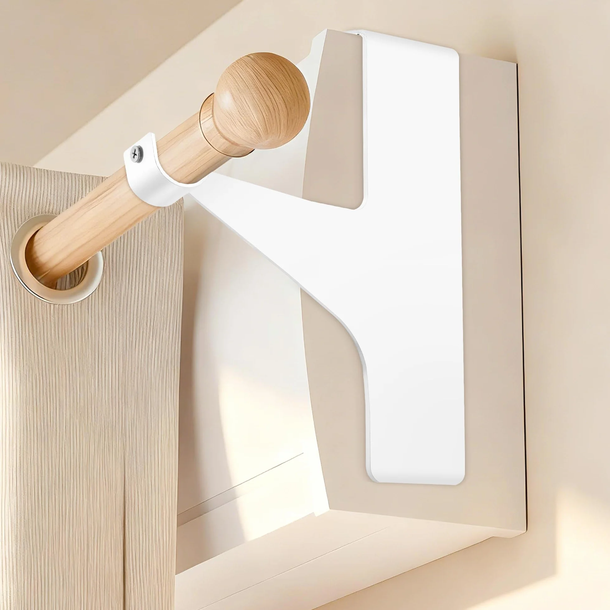 Support Tringle Rideau Sans Perçage Ultra-Résistant Métal 19-28 mm Blanc 2 Supports