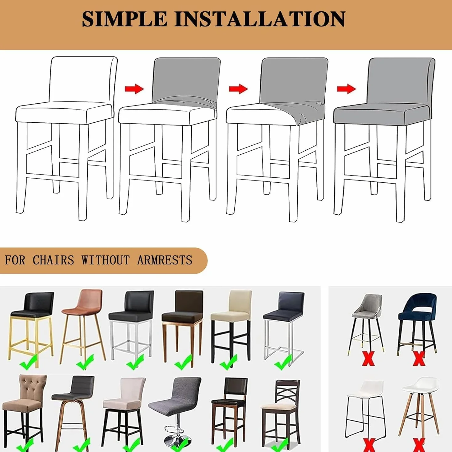 Tabourets de bar avec dossier élastiqué lot de 4 chaises pivotantes tissu noir cuisine salle à manger