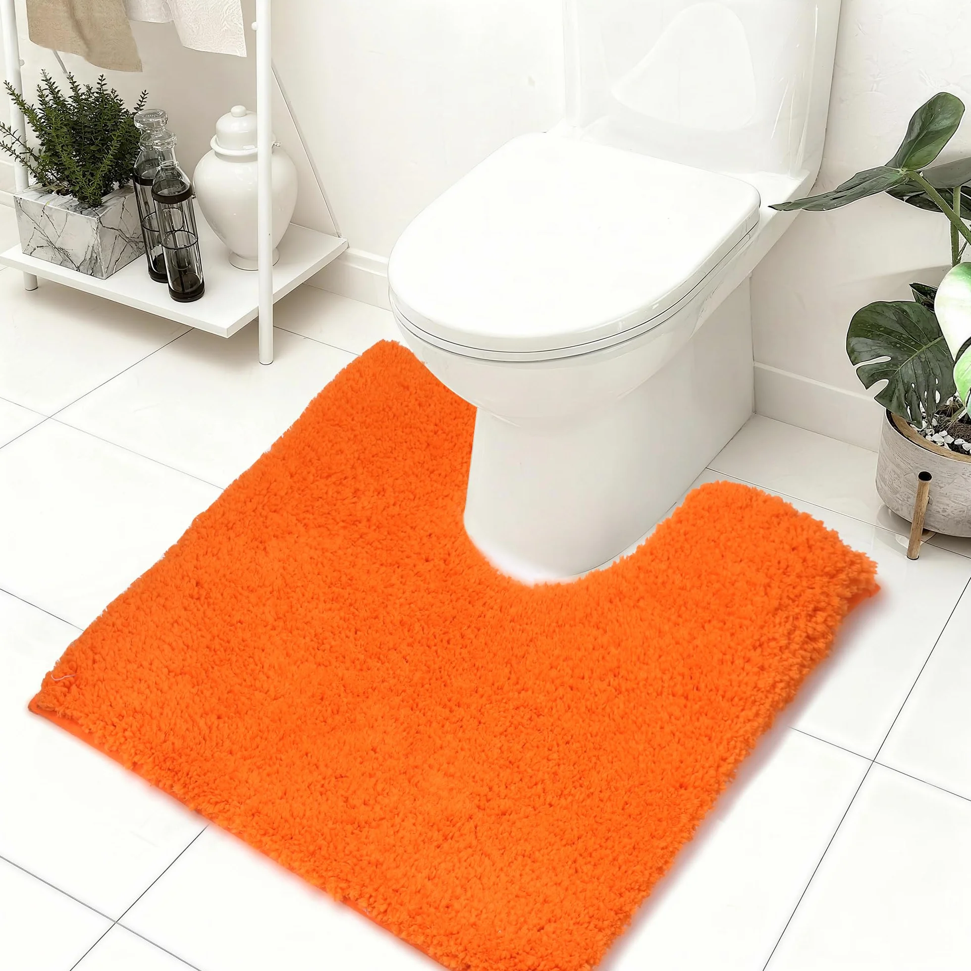 Tapis de Bain Antidérapage en Forme de U 50x50cm Microfibre Douce Absorbant Lave à Machine