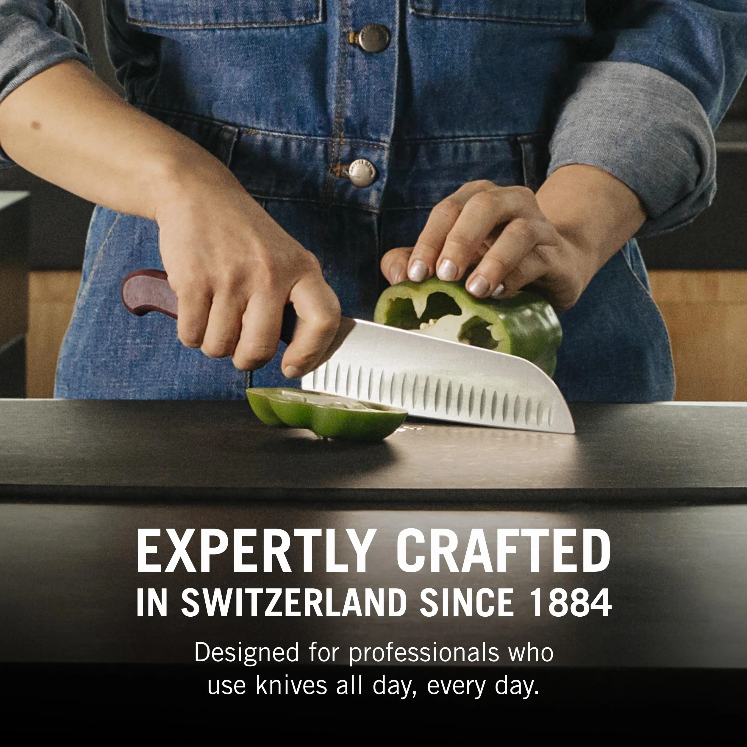 Victorinox Wood Couteau Santoku, Érable Modifié, Lame Alvéolée, 17 Cm, Boîte Cadeau
