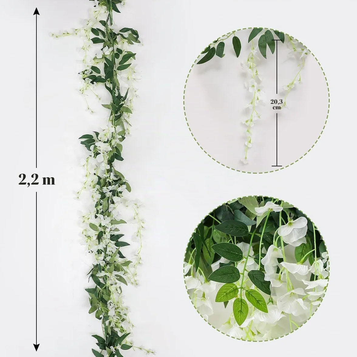 Veryhome Guirlande de Glycines Artificielles 2,3 m Lot de 2 - Fleurs en Soie pour Décoration Mariage Maison Jardin