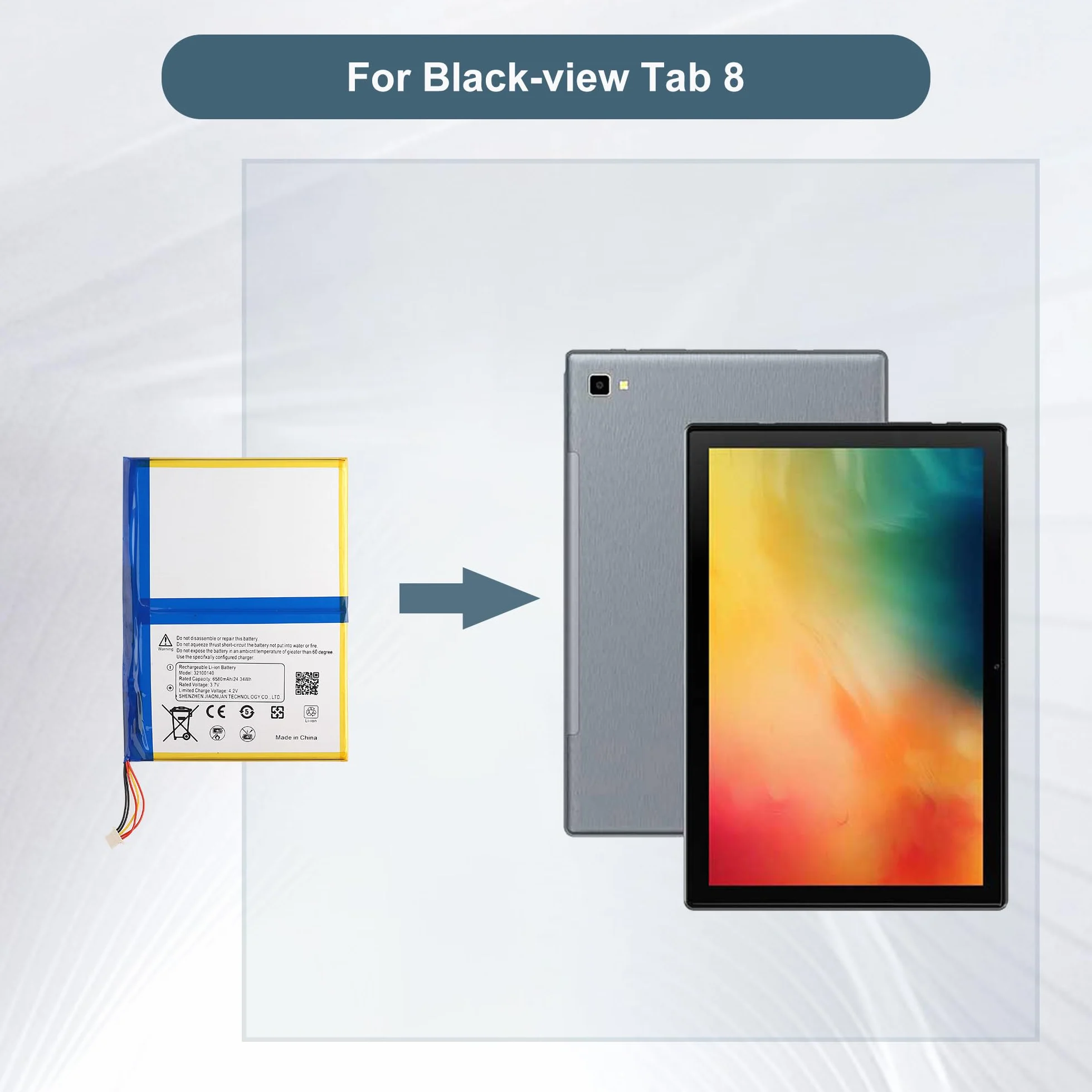 Akumulator zastępczy 32100140 3,8 V 6000 mAh kompatybilny z Blackview Tab 8, pusta bateria z narzędziami