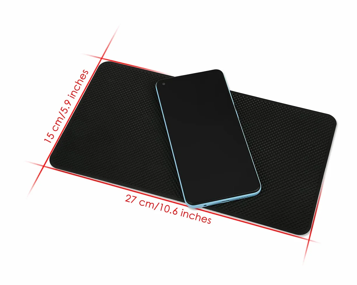 Charakterystyczny styl samochodowa mata na deskę rozdzielczą - 25 x 14 cm, antypoślizgowa podkładka samoprzylepna do telefonów, okularów, kluczy - kratka