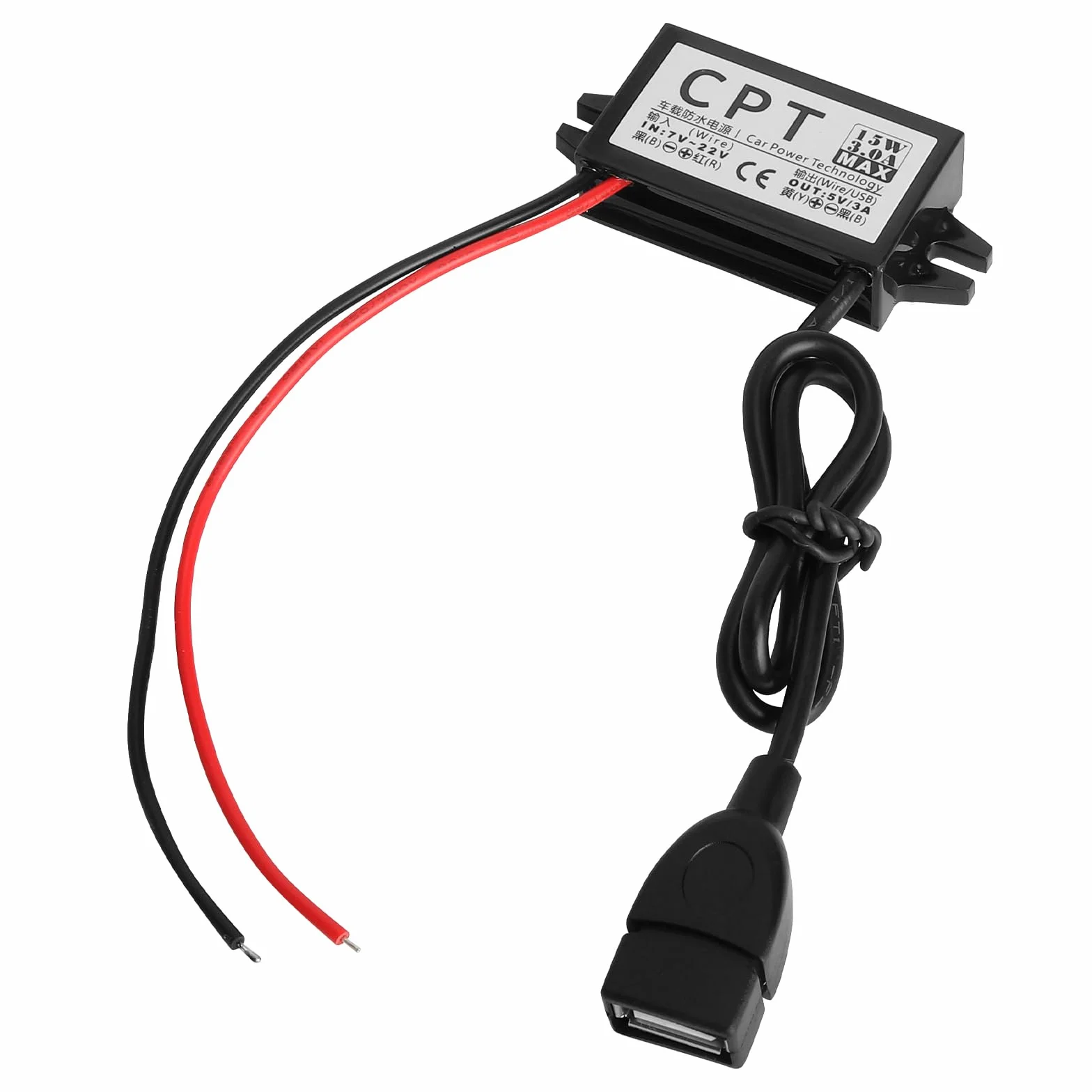 12 V na 5 V USB adapter do samochodu, konwerter DC DC Buck, regulator napięcia, 7 V-22 V, wejście USB 3 A 15 W, 12 V do motocykla, GPS, system monitoringu