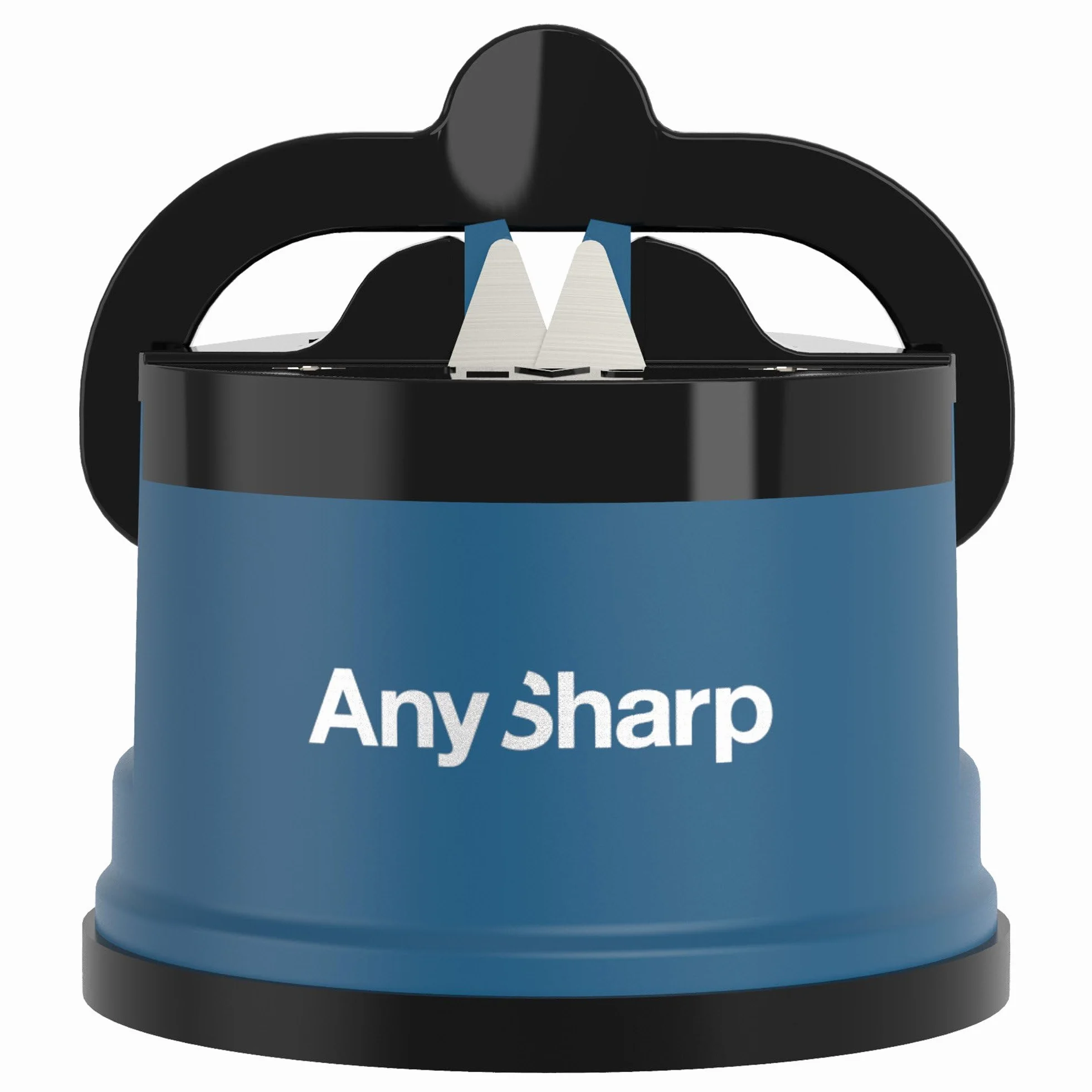 AnySharp Aiguiseur de Couteaux, Sécurité Mains Libres, Ventouse PowerGrip, Bleu