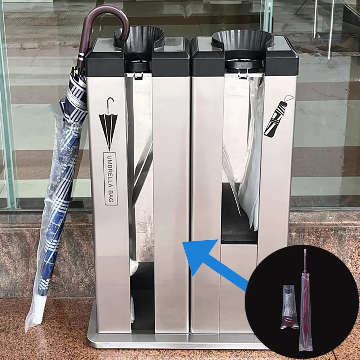 Housse Parapluie Humide Jetable 300 Pièces Sac Plastique Transparent pour Parapluies Pliants 13x43cm