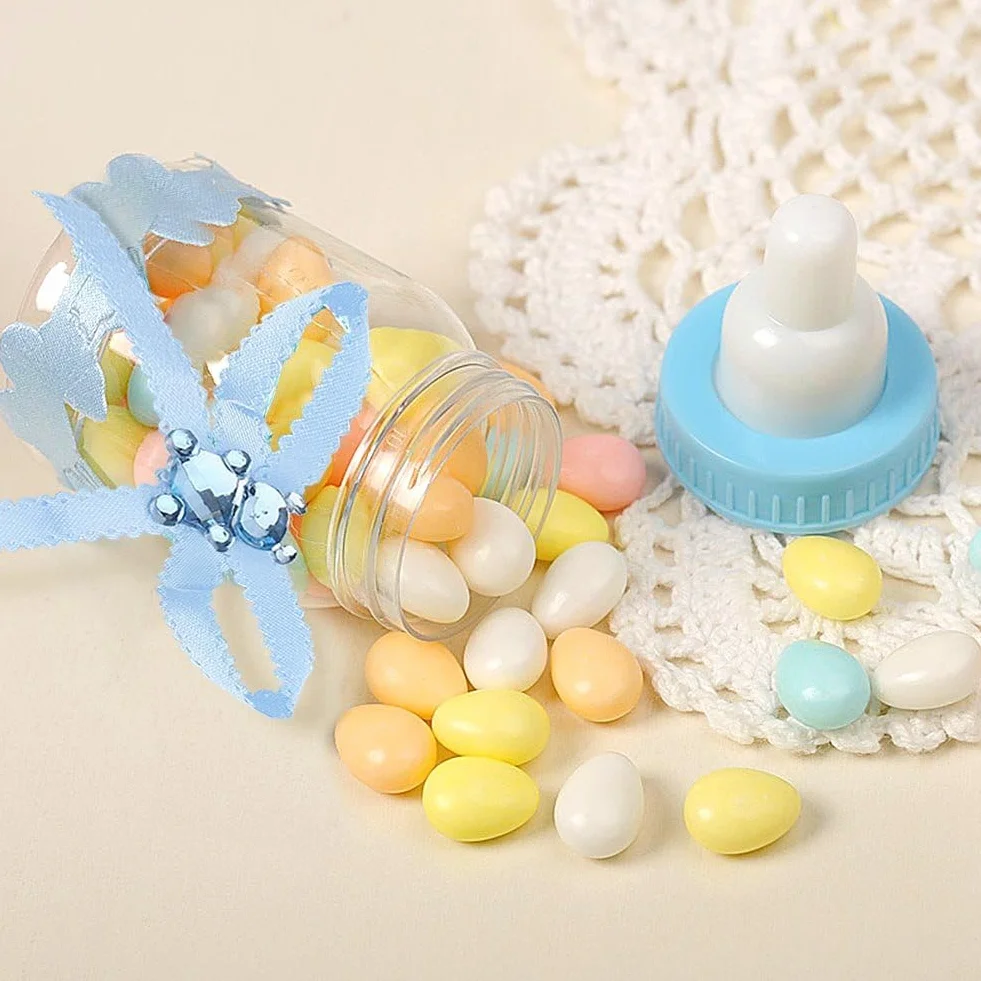 Biberon Boîte à Bonbons 50pcs, Boîtes à Bonbons Party Favors pour Baby Shower Wedding Party Favors Cadeaux Décorations(Bleu)