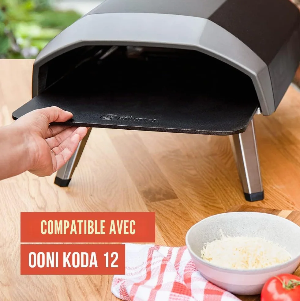 Chef Pomodoro | Pierre à Pizza en Acier pour Four - Plaque Pizza, Acier de Cuisson Rapide et Homogène pour grill et four - Acier à Pizza Pré-enduit Original et Artisanal (33 x 33 x 0,6 cm)