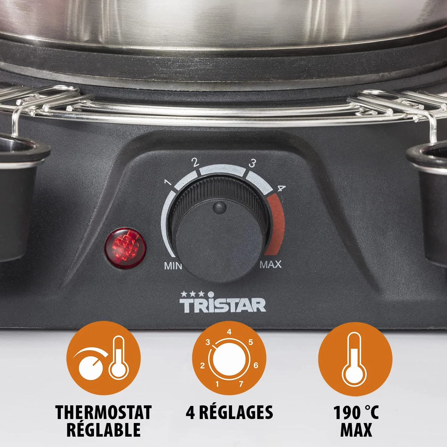 Tristar Appareil à fondue électrique - Pour tous types de fondues - Thermostat réglable - Pour 8 personnes - 1,5 L - Fourchettes incluses
