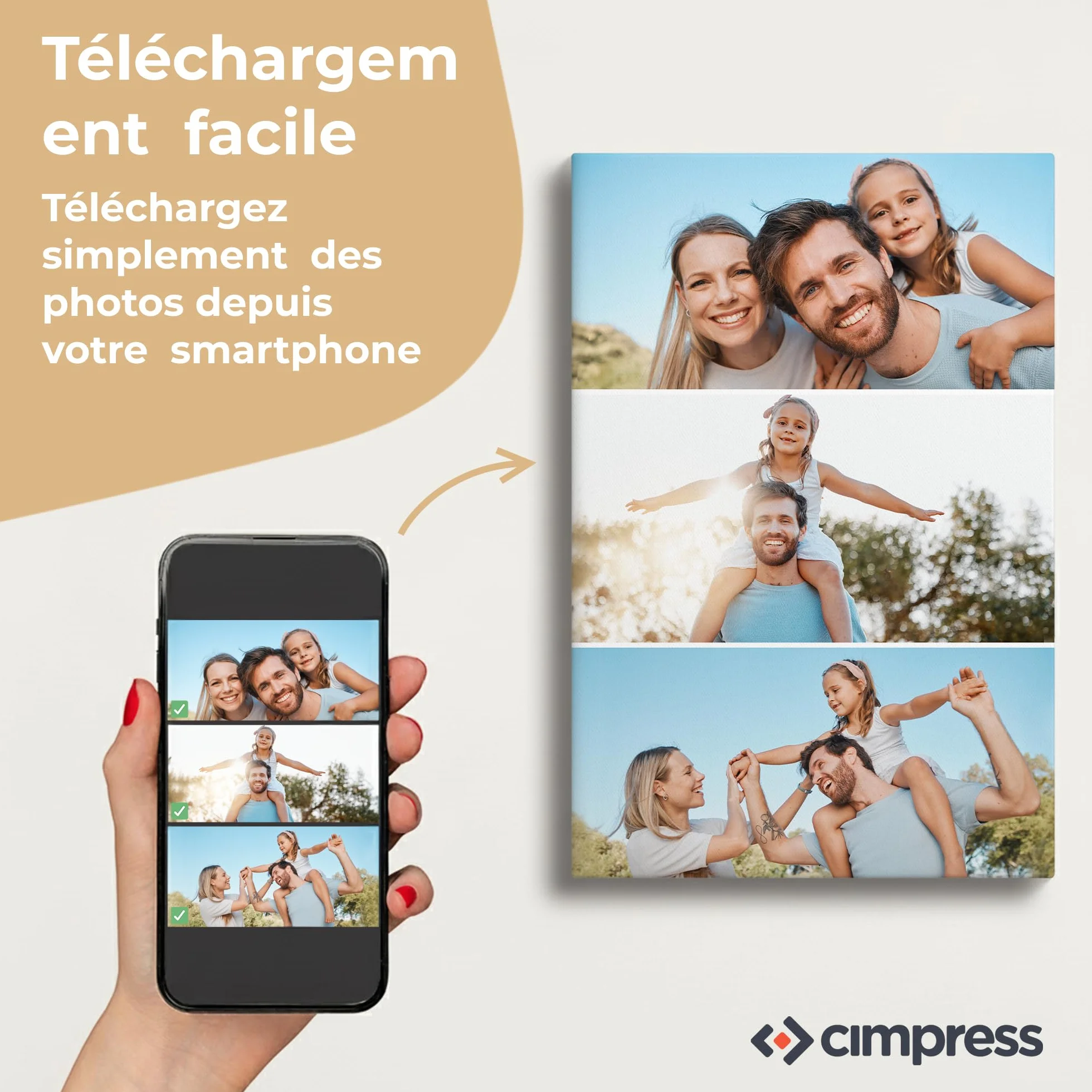 Cimpress Collage Photo sur Toile Personnalisée 30x30 cm 4 Photos