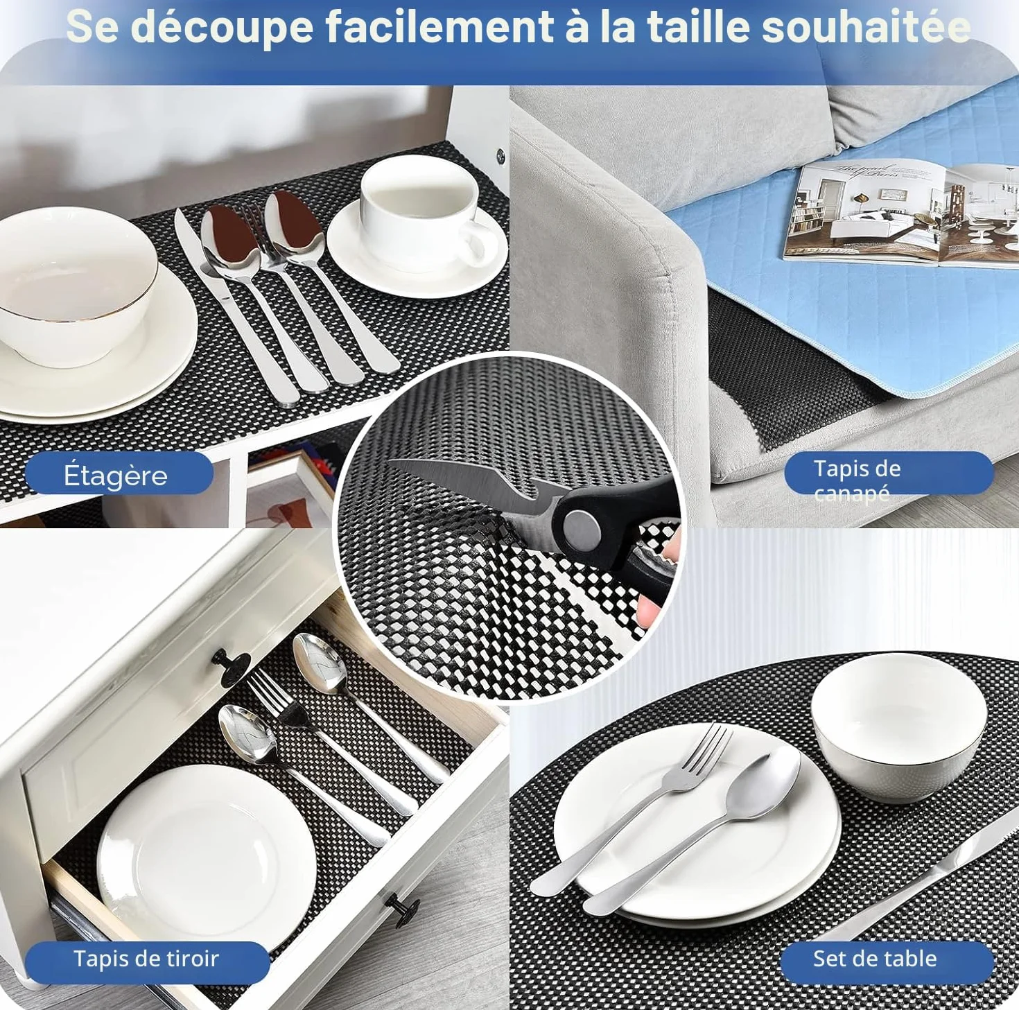 KAHEIGN Tapis Antidérapant PVC 50x200 cm Impérméable pour Maison Bureau Cuisine Salle de Bains Noir