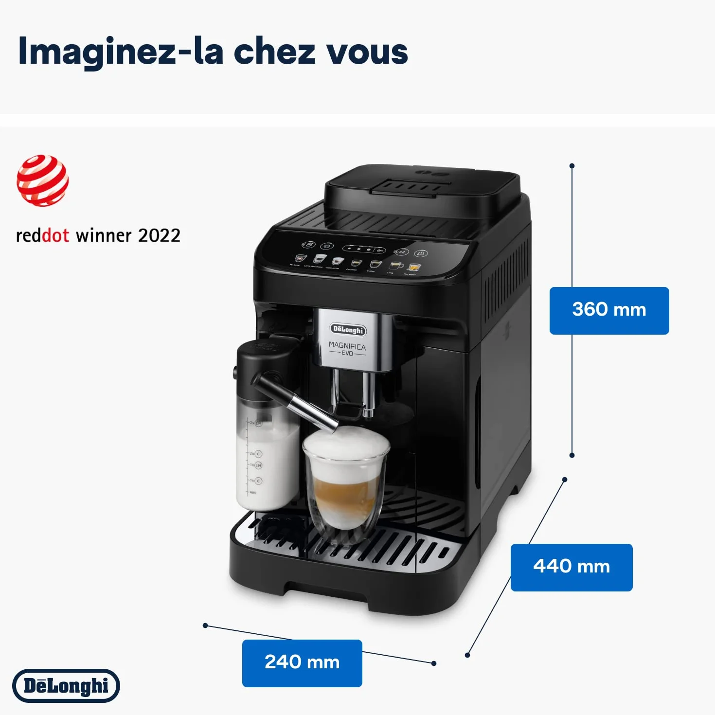 De'Longhi Magnifica Evo, Machine à Café et Cappucino avec Broyeur à Grains, ECAM292.81.B, Noir