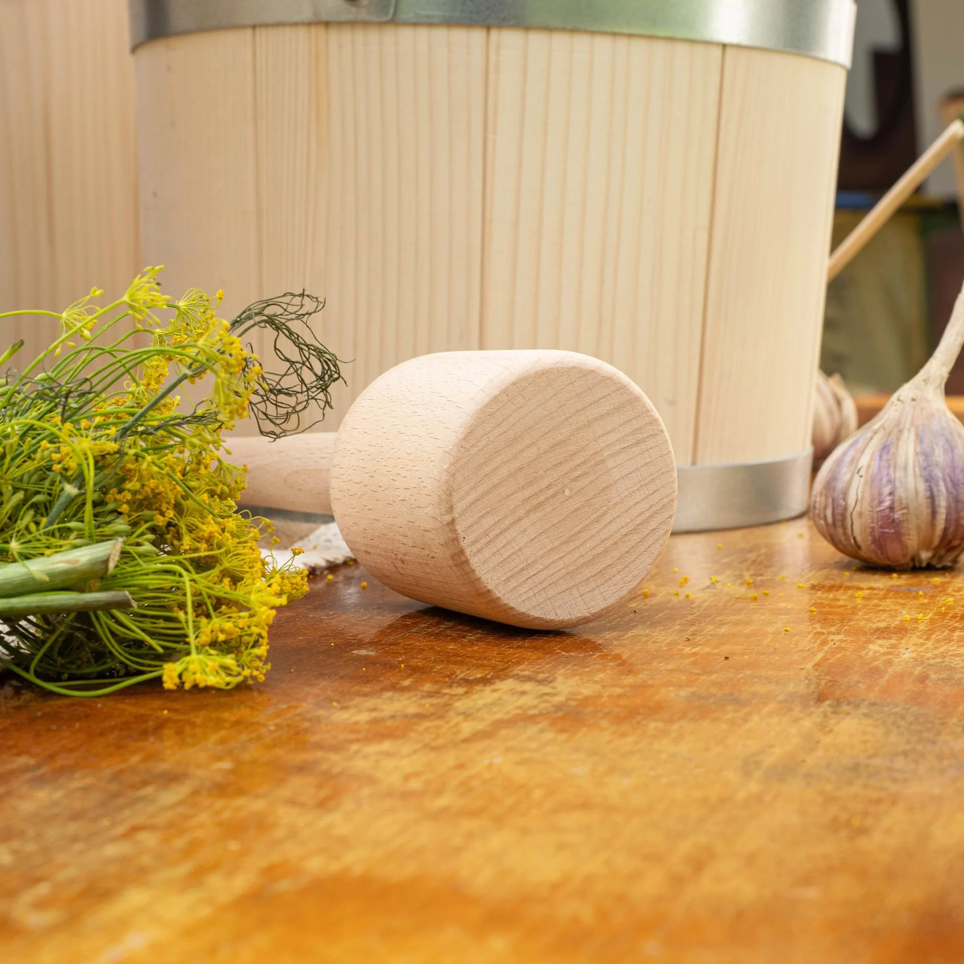 KADAX Presse-choucroute en bois 61 x 6,5 cm pour fermentation