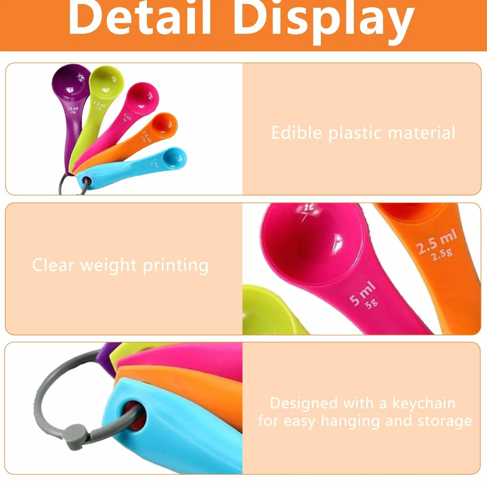Ensemble de Cuillere Doseuse Gramme Plastique pour Liquides Poudres Cuisine Patisserie