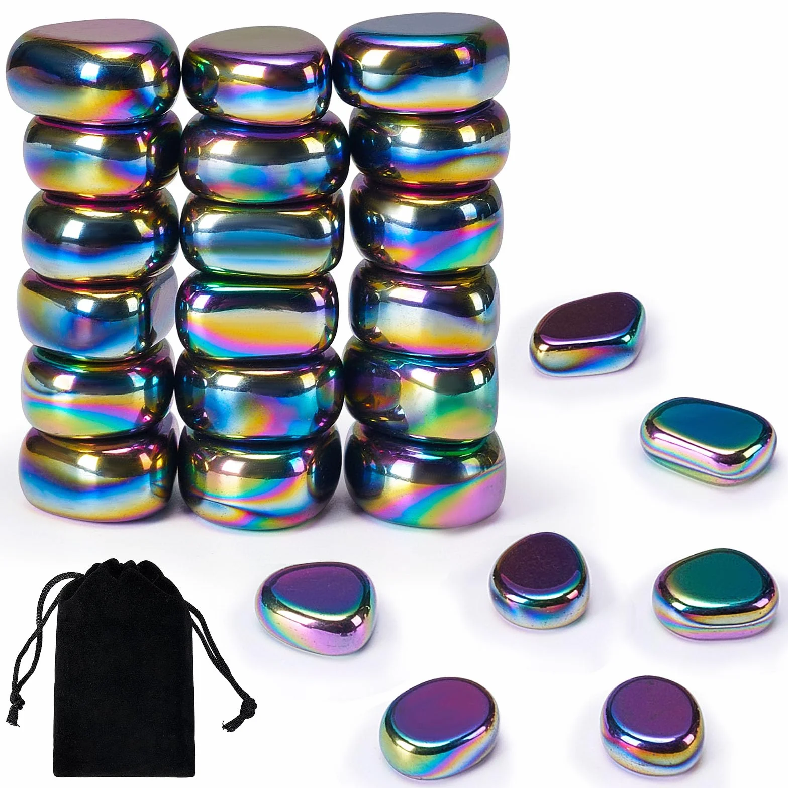 Aimants en Hématite Colorés, Pierres Magnétiques Irrégulières avec Sac de Rangement, Anti-Stress, Décoration, Cadeau