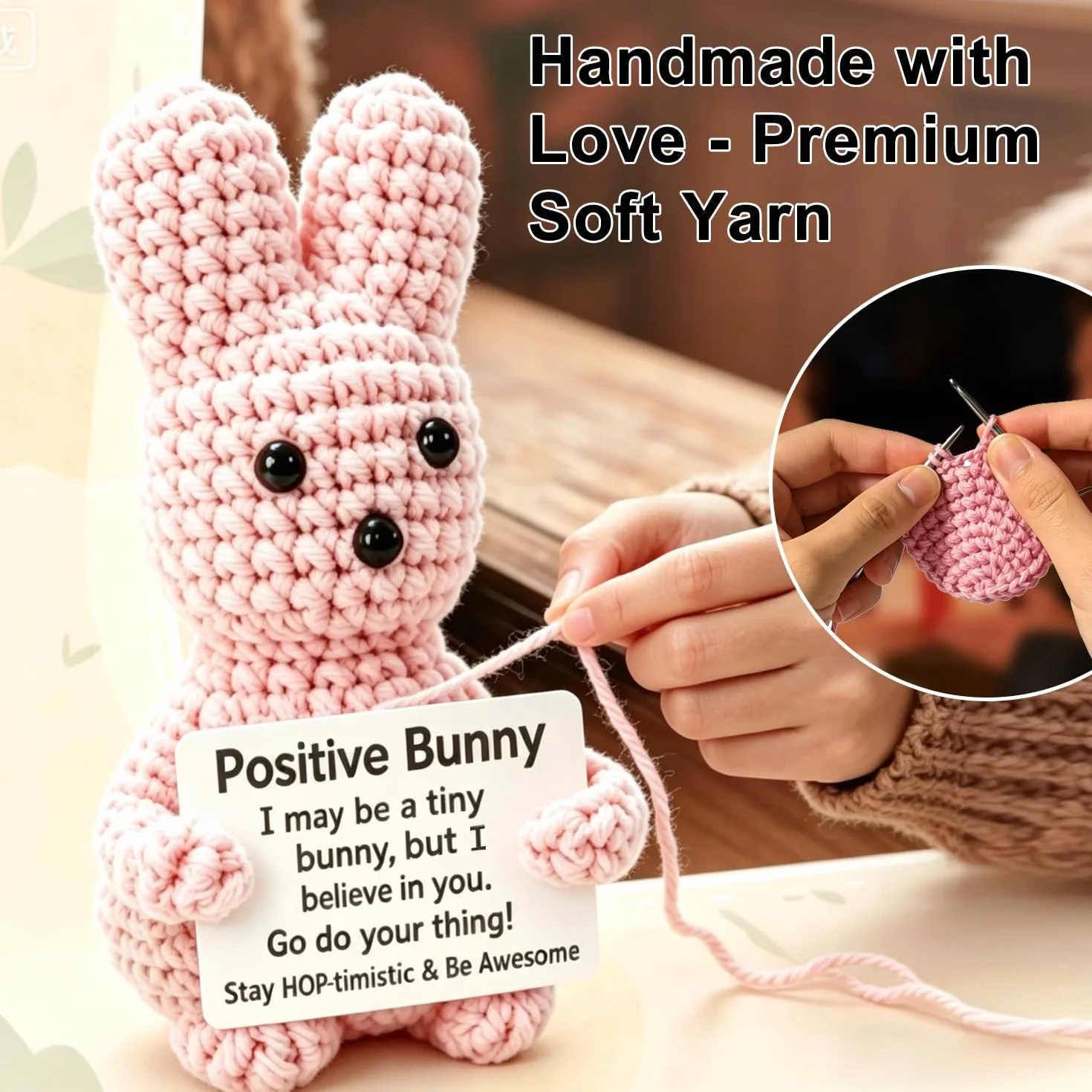 Poupée câlin en laine tricotée Animal Bunny Cadeau Soutien émotionnel