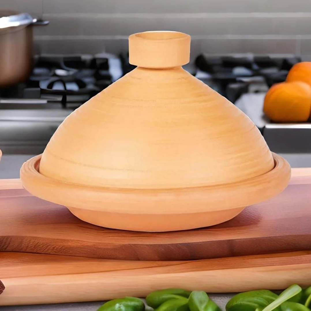 Marrakesch Poêle à tajine, tajine, terre cuite, ronde, 31 cm, 3 à 5 personnes, passe au four, passe au lave-vaisselle