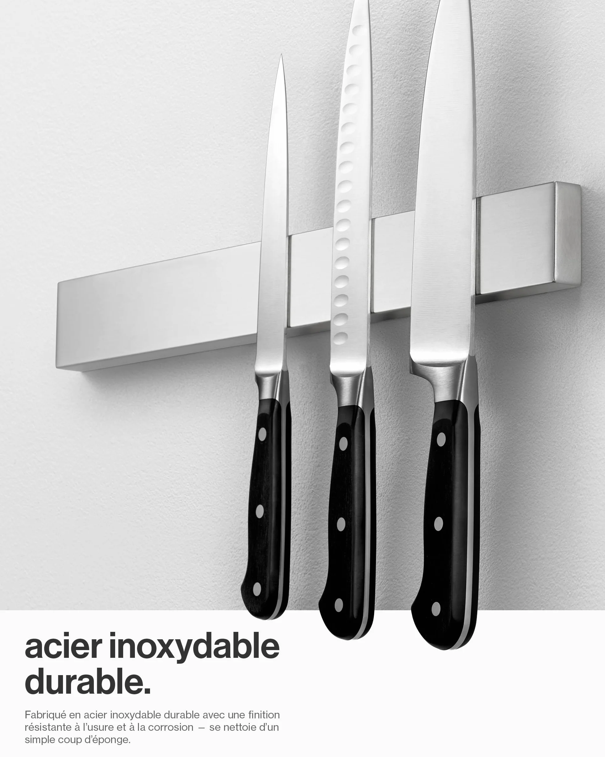 LARHN Porte Couteaux Aimanté 40 cm Acier Inoxydable Barre Aimantée pour Couteaux Cuisine