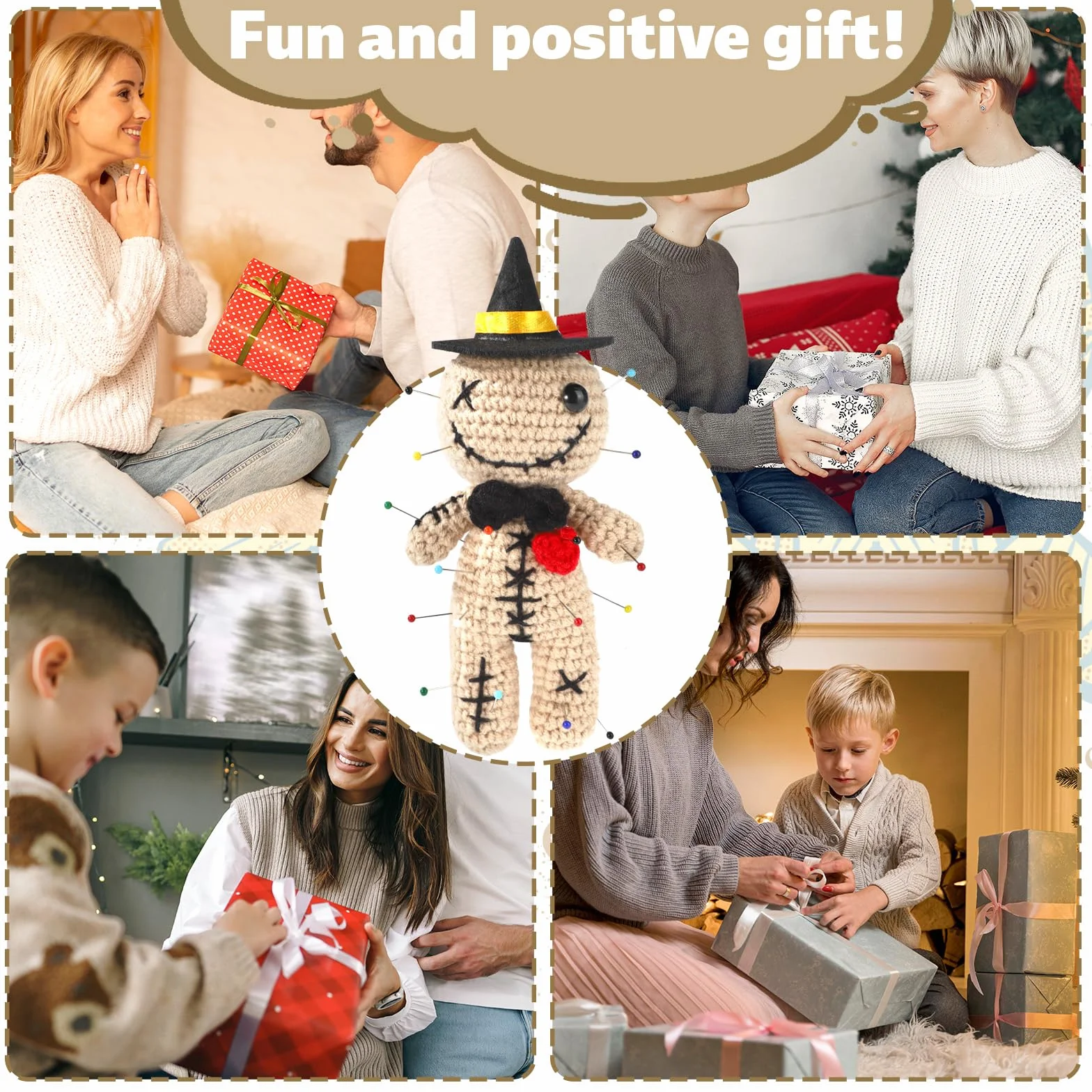 Poupée Vaudou Positive Wizard TOYMIS Amusante Crochet Épingles Jouet Tricoté Kaki Ornements Sorcellerie Décoration Halloween
