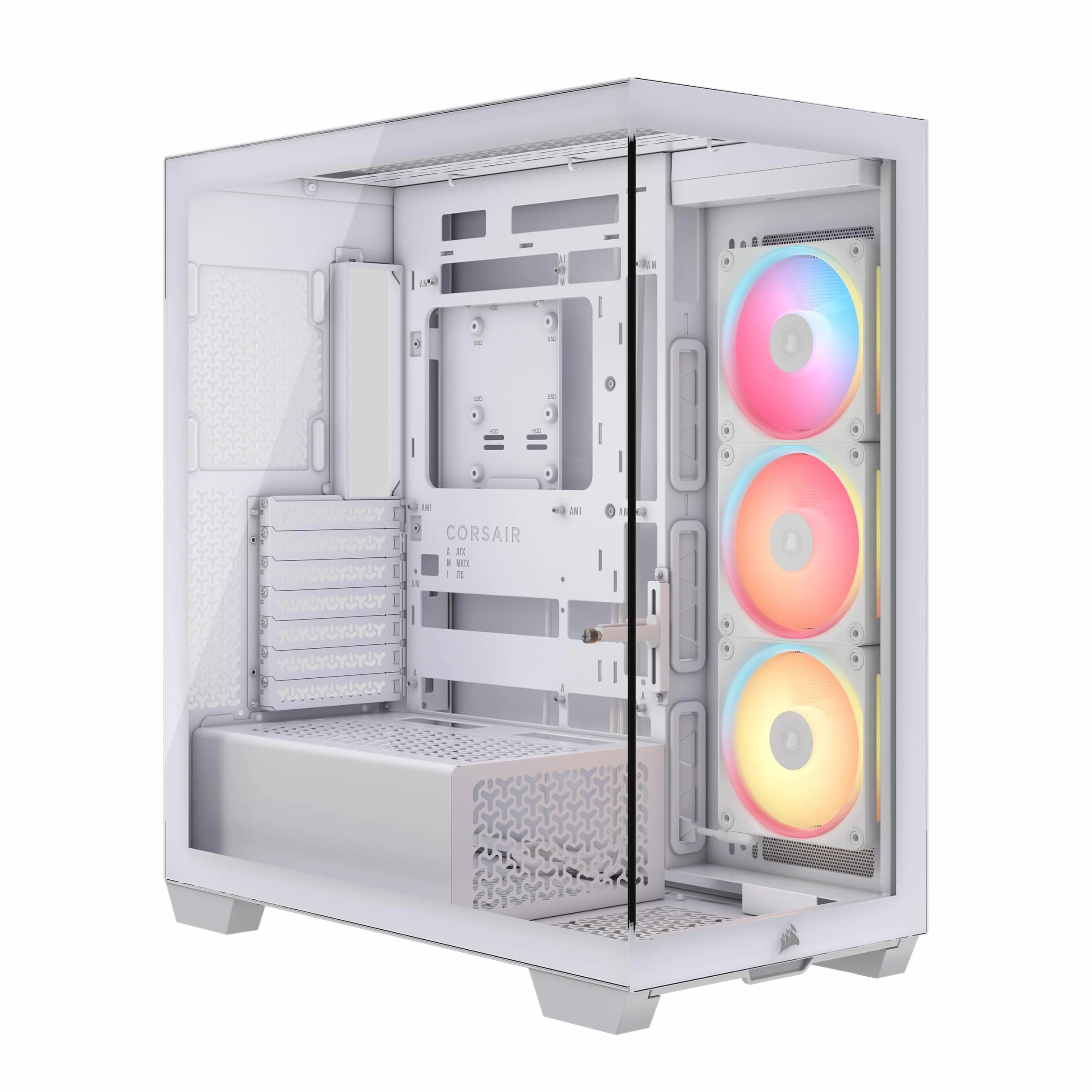 CORSAIR 3500X LX-R RGB iCUE LINK Obudowa PC Mid-Tower - 3 x wstępnie zainstalowane wentylatory LX120-R RGB, zawiera koncentrator systemu iCUE LINK, ramię zapobiegające zwisaniu GPU, pasuje do