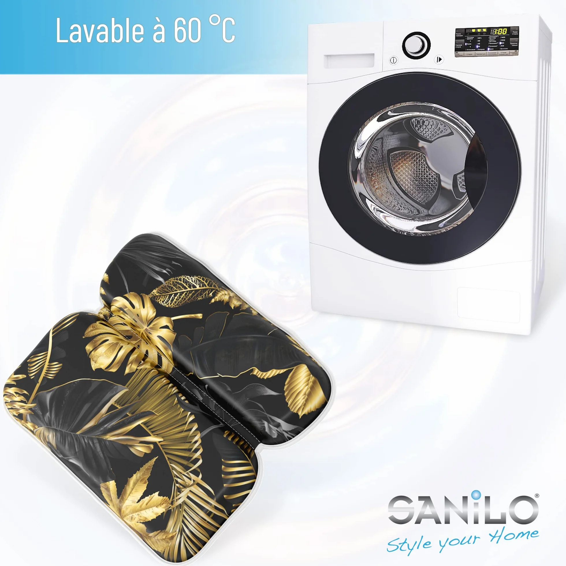 Sanilo Coussin de Bain, Nombreux Coussin pour Baignoire Confortables à Motifs, Coussins de Nuque Munis de Puissantes Ventouses, Lavables (Golden Leaves)