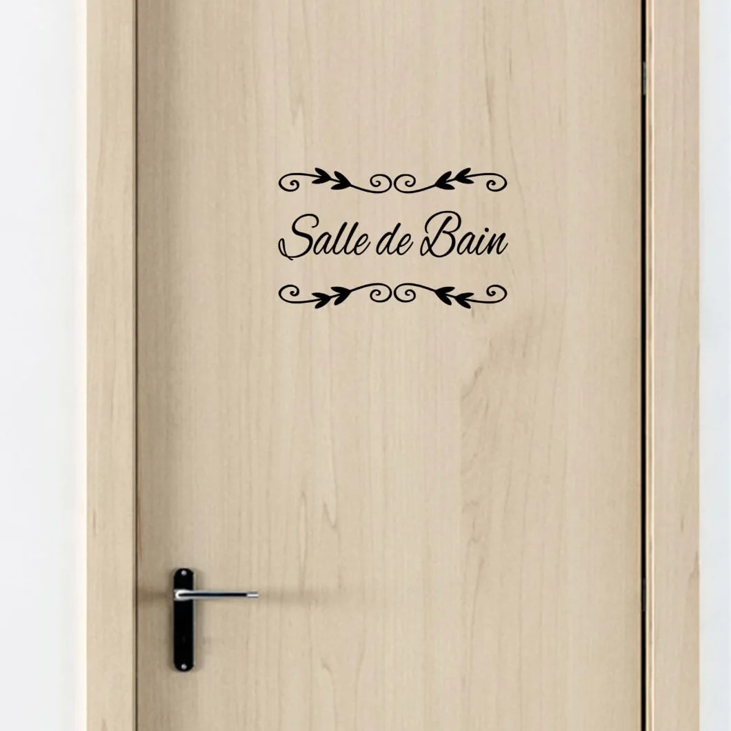 Adzif.biz Sticker Mural Noir Brillant 21 x 13 cm Autocollant Porte Salle de Bain