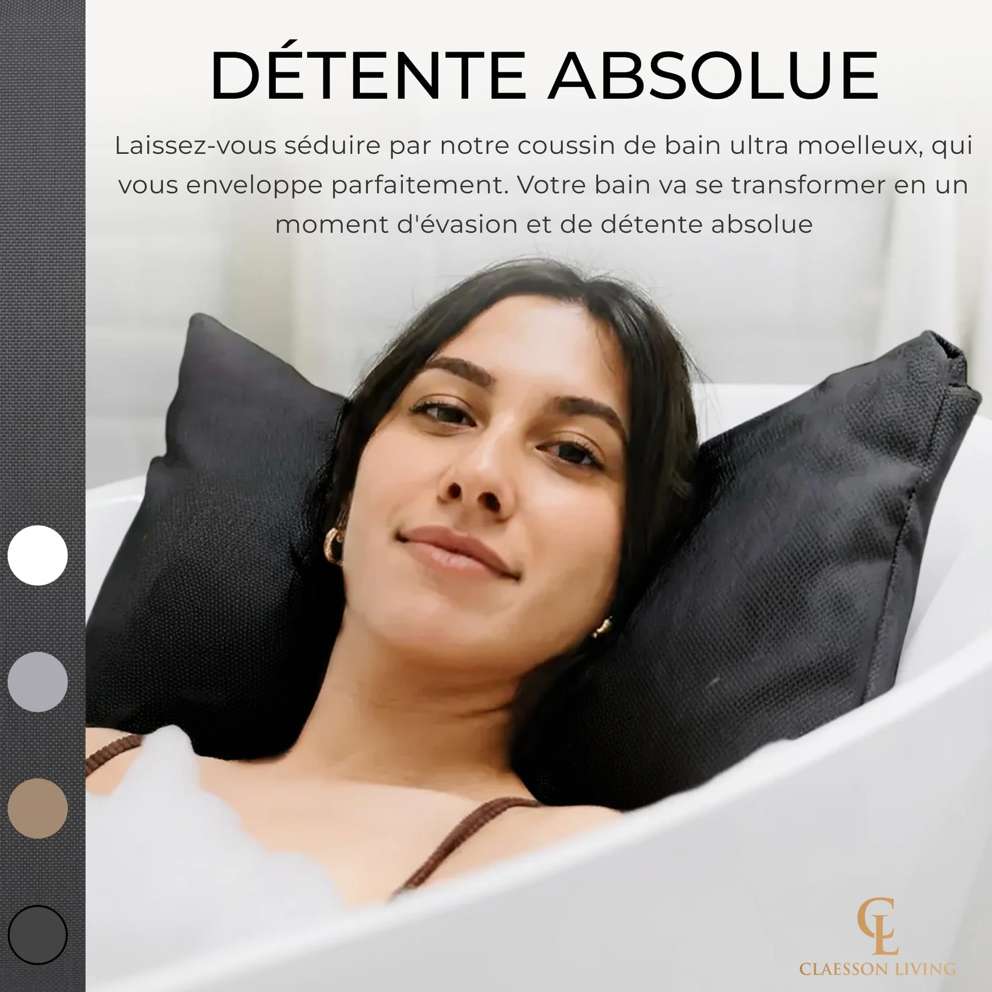 Coussin Baignoire Adulte, épais et Confortable, pour Le Soutien de la tête, du Cou et du Dos. Coussin de Baignoire Lavable, séchage Rapide, idéal pour Bain Relaxant à la Maison - Gris Foncé