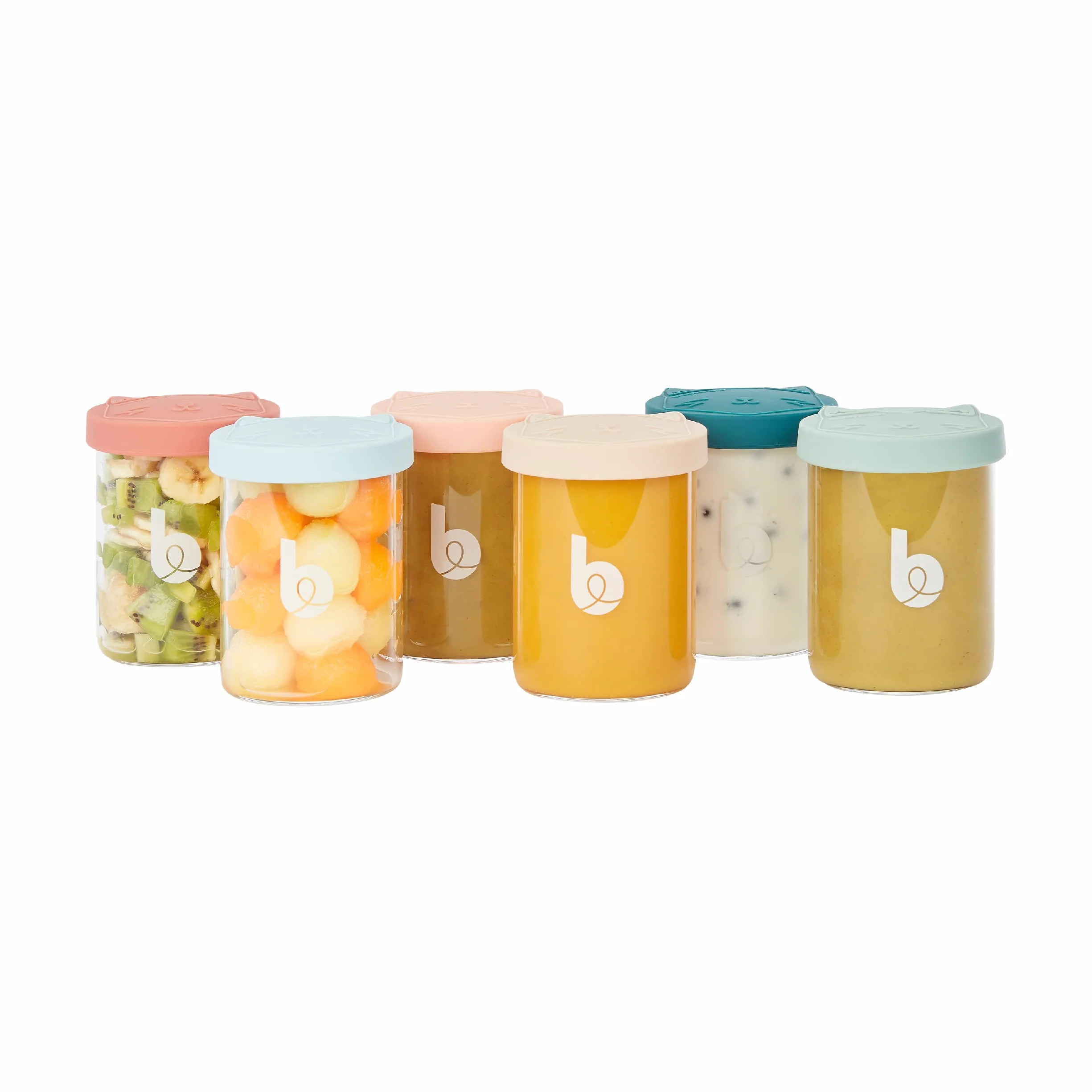 Babymoov ISY BOWLS 6 Pots de Conservation en Verre Borosilicate 250 ml Hermétiques