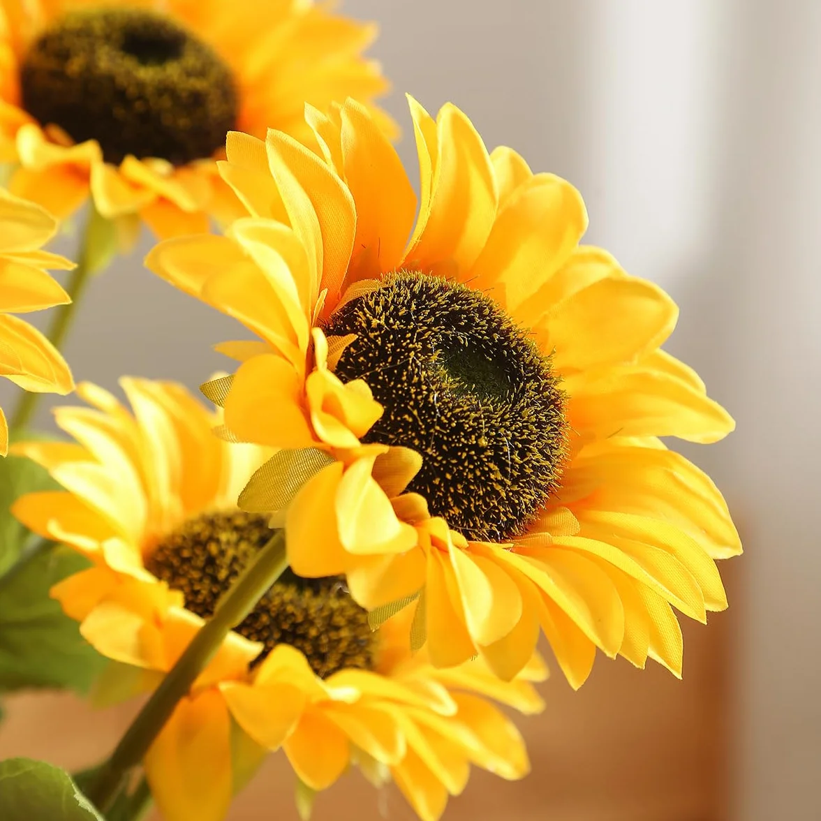Tournesols Artificiels 8 Pcs 45 cm Fausses Fleurs Tournesol en Plastique pour Vases Hauts Décoration