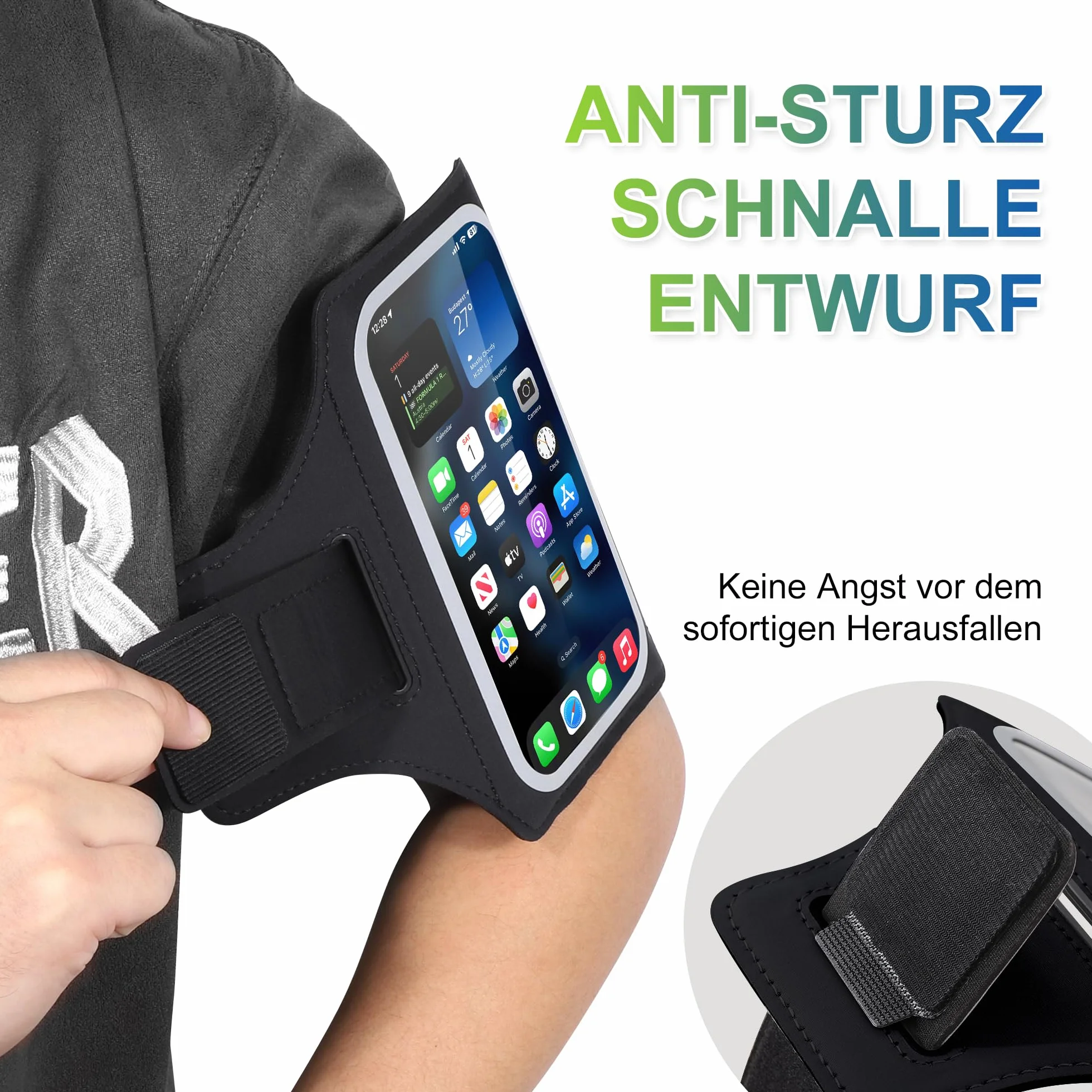 EOTW Joggen sportowa bransoletka – uchwyt na telefon komórkowy z etui Airpods do odtwarzacza MP3/iPhone 16/15/14/13 Pro Max Galaxy S24+/S23+/S22/S21 (6,0" ~ 6,7")