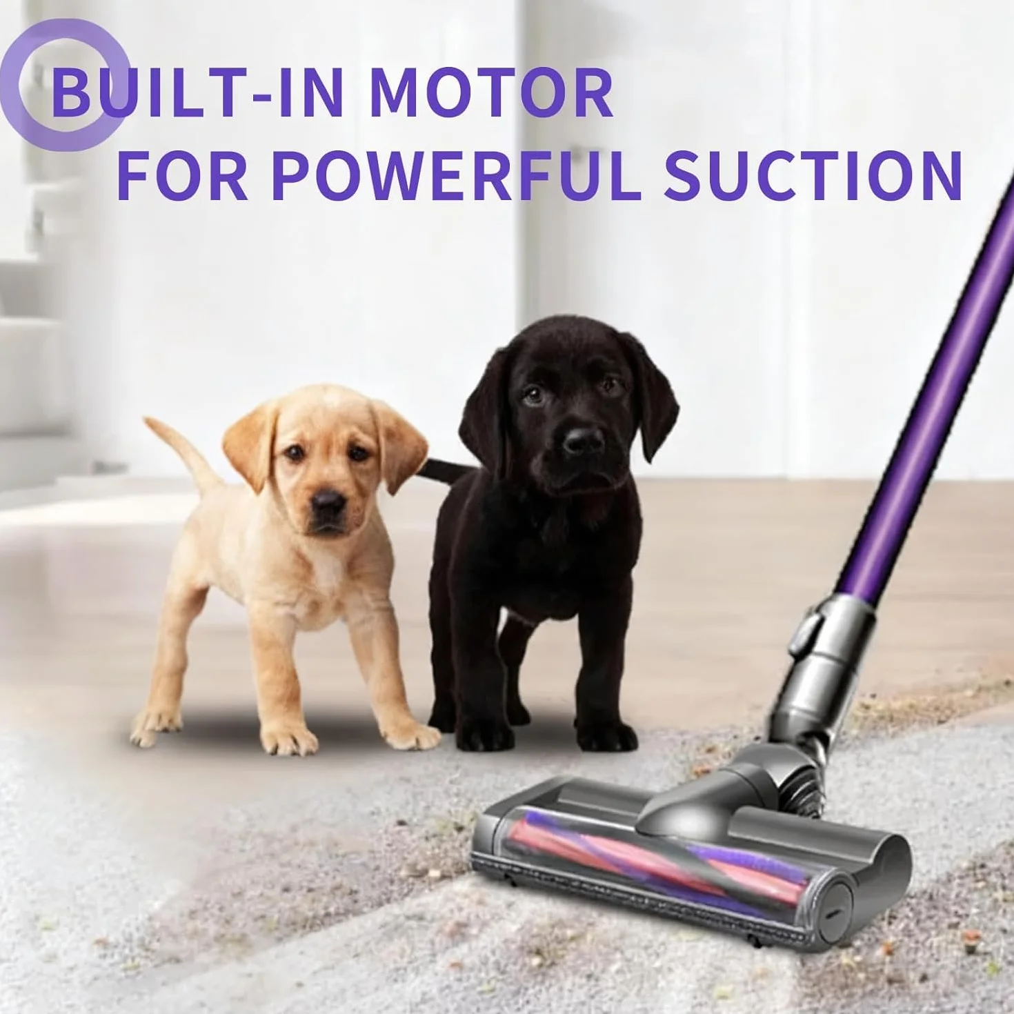 Tête de Brosse pour Dyson V6 DC58 DC59 DC62 DC72 D74 SV04 SV06 SV09, Brosse électrique pour Dyson V6 DC58 DC59 DC62 DC72 DC74, entraînement Direct pour Dyson V6, pour Sols Durs et Moquettes