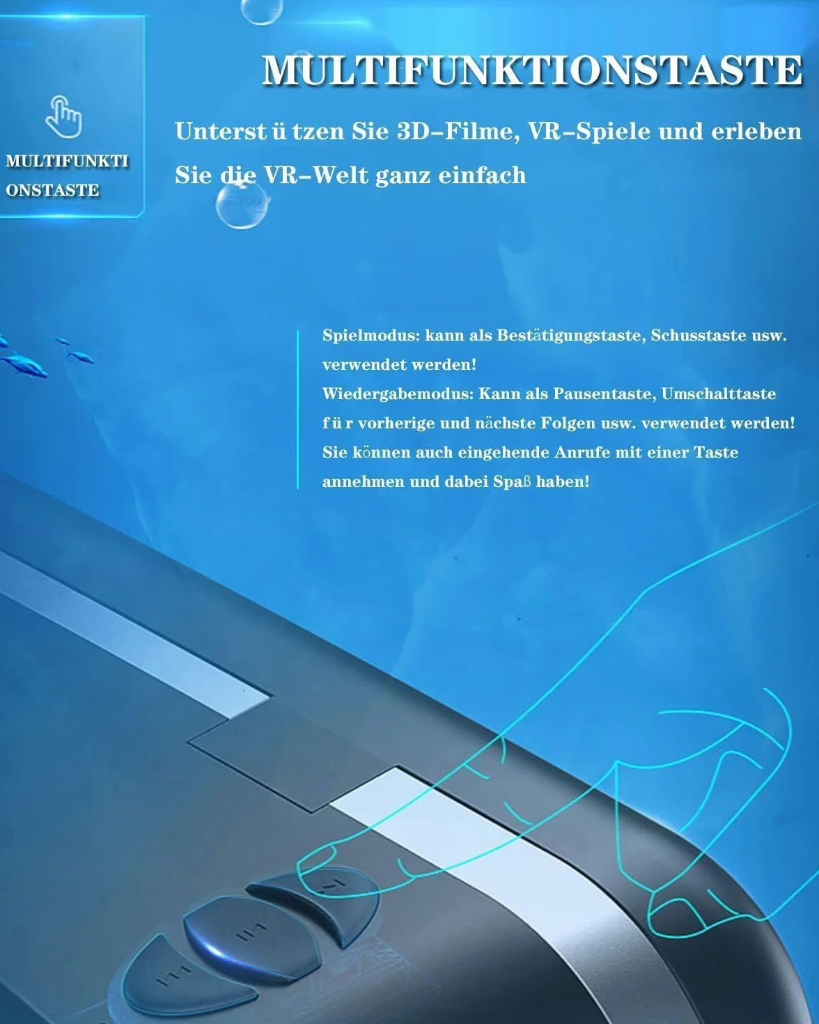 VR okulary do telefonu komórkowego, zestaw słuchawkowy VR, okulary 3D z pilotem zdalnego sterowania Bluetooth, do gier z systemem Android/iOS 4,7-7,2", dla dzieci i dorosłych, prezent na Boże