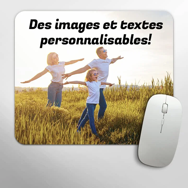 Tapis de Souris Personnalisé Antidérapant Imperméable Lavable 25 x 20cm
