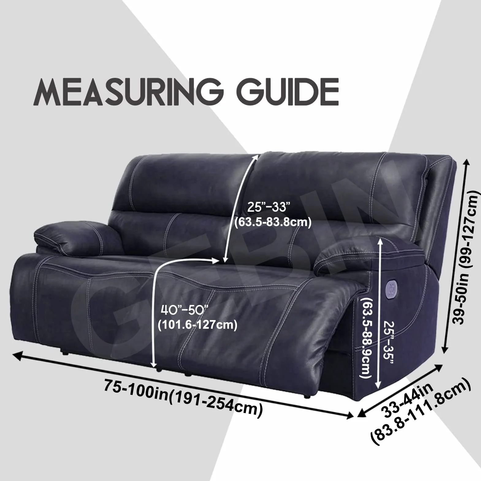 Housses de Chaise inclinables Velours Extensible 190-254 cm 2 Places 6 pièces Amovibles Taupe