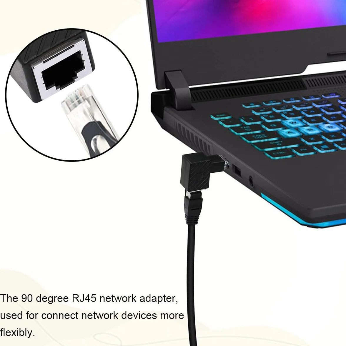 4 szt. RJ45 adapter kątowy RJ45, 90 stopni RJ45 męskie do żeńskiego, złącze sieciowe Cat6 LAN do drukarek, laptopów, routerów (Up Angle+Down Angle)