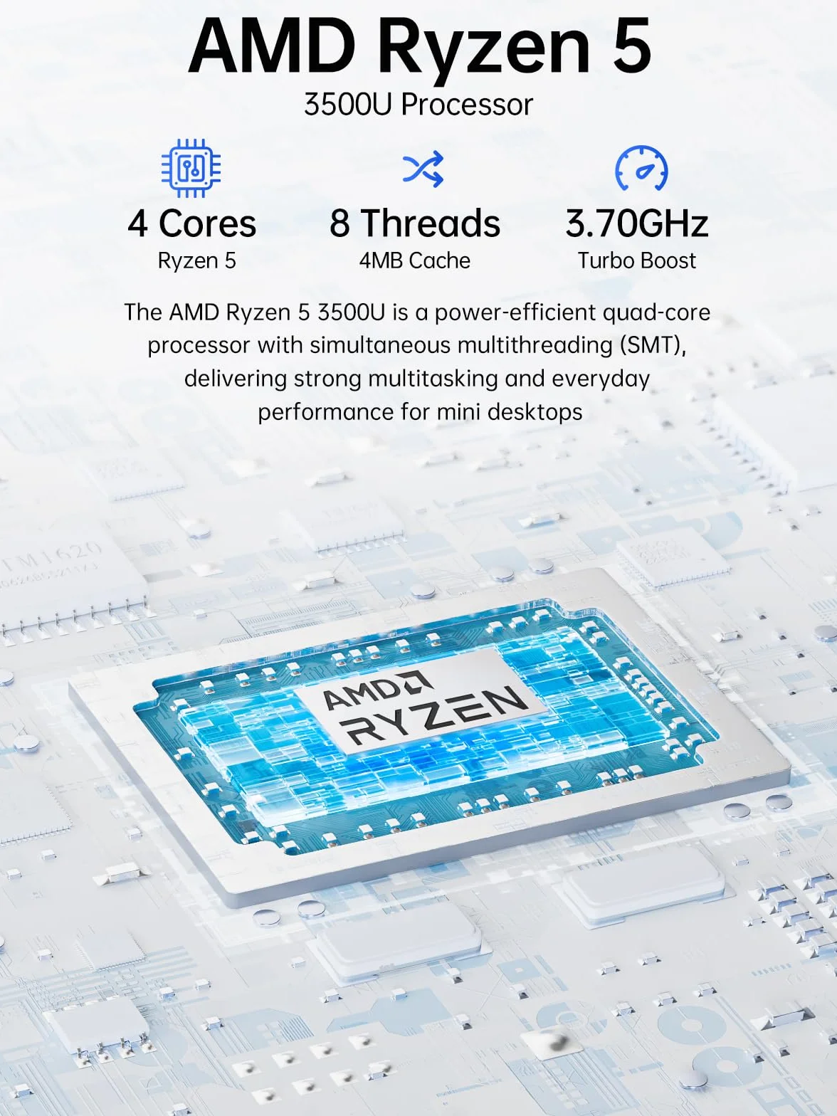 GMKtec G10 Mini PC AMD Ryzen 5 3500U 16 Go RAM 512 Go SSD W11 Pro