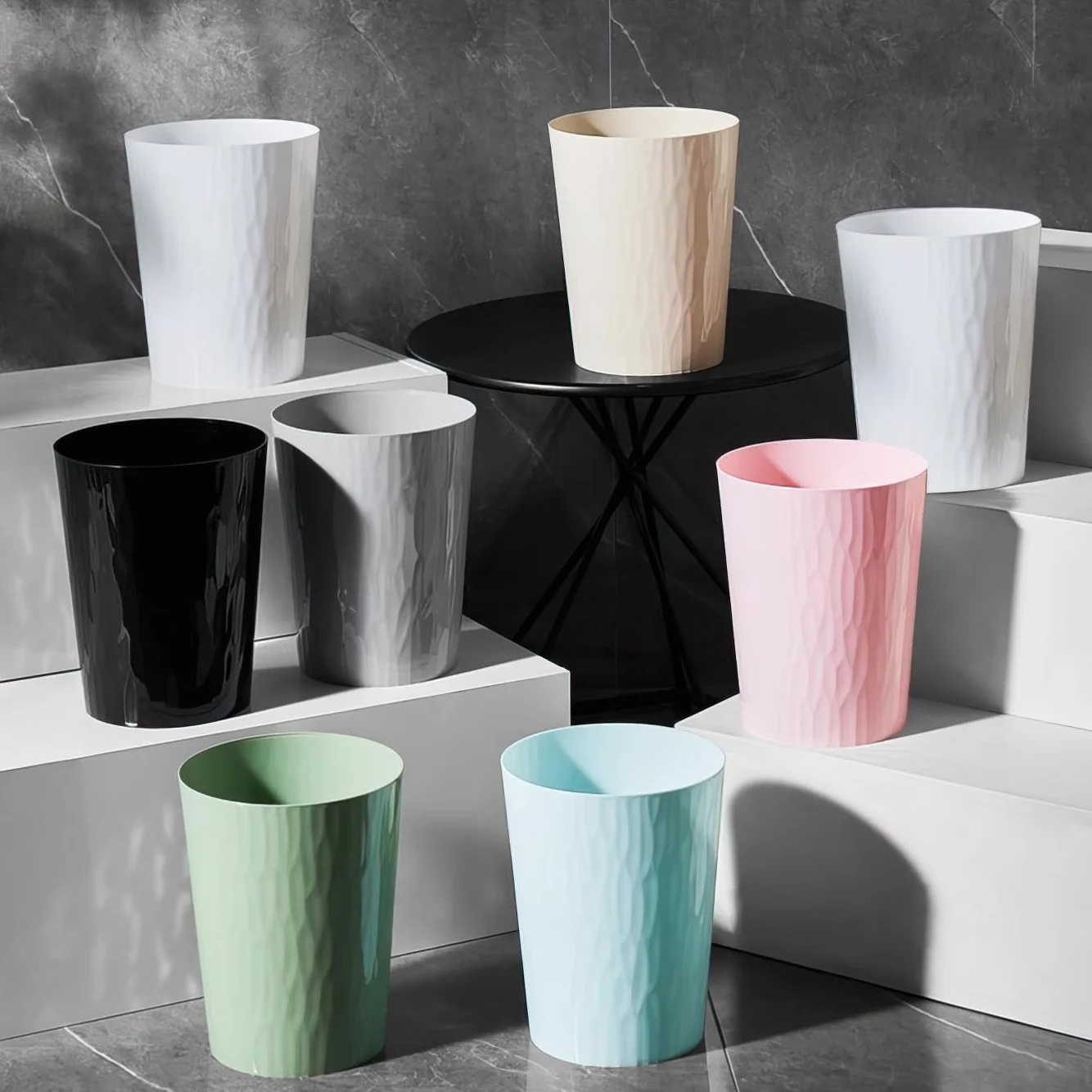 Poubelle en plastique 12L 30 cm Corbeille à papier Lila pour bureau cuisine chambre