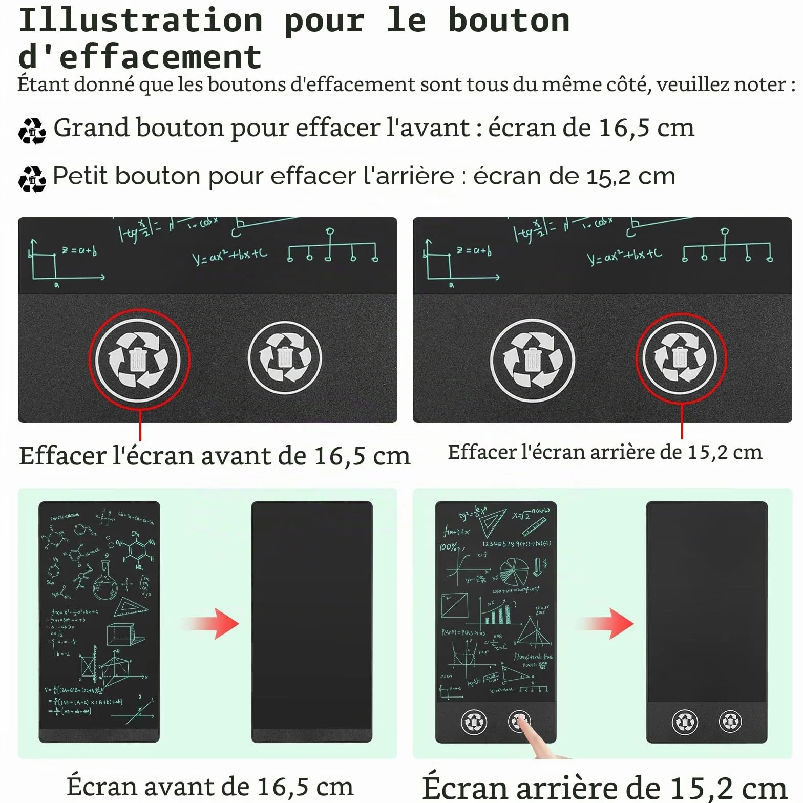 Czemo Double-écran Tablette D'écriture LCD 6,5 Pouces + 6,0 Pouces, Lignes HD 0,5 mm, Tableau Numérique Bureau