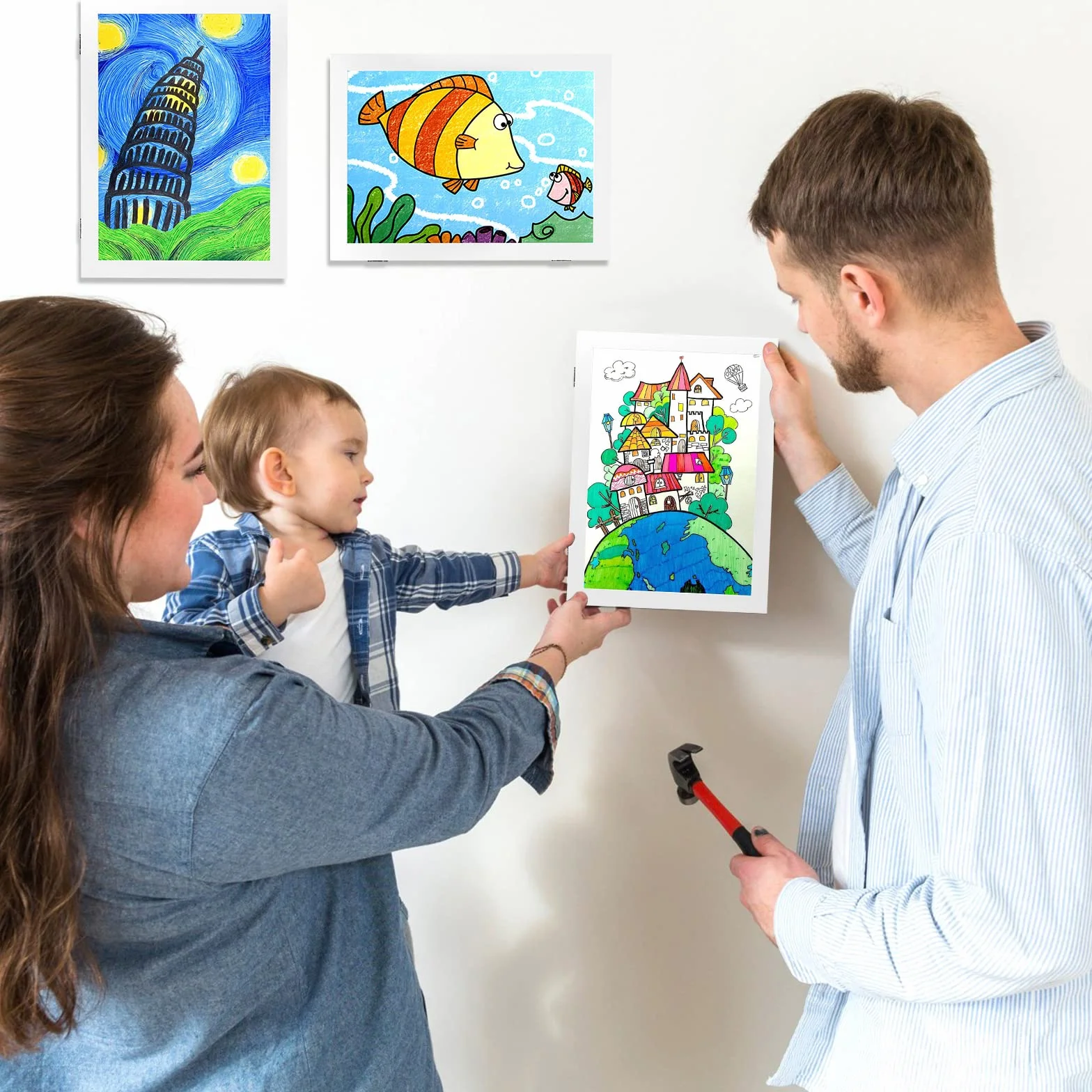 Cadre Dessin Enfant 2 Pièces A4 27x36cm Blanc HOVIN