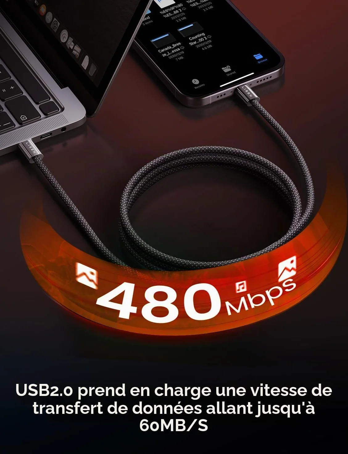 LISEN Lot de 4 Câble USB C Charge Rapide 60W Nylon Tressé 0.5M+1M+1M+2M pour iPhone Samsung S25 Ultra iPad Air MacBook Pro Google Pixel 9 Xiaomi Switch PS5 Noir
